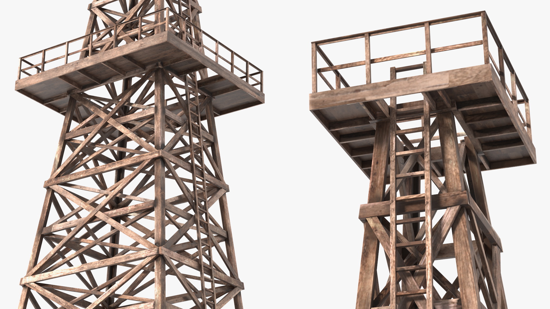 Old Wooden Oil Derrick 3D