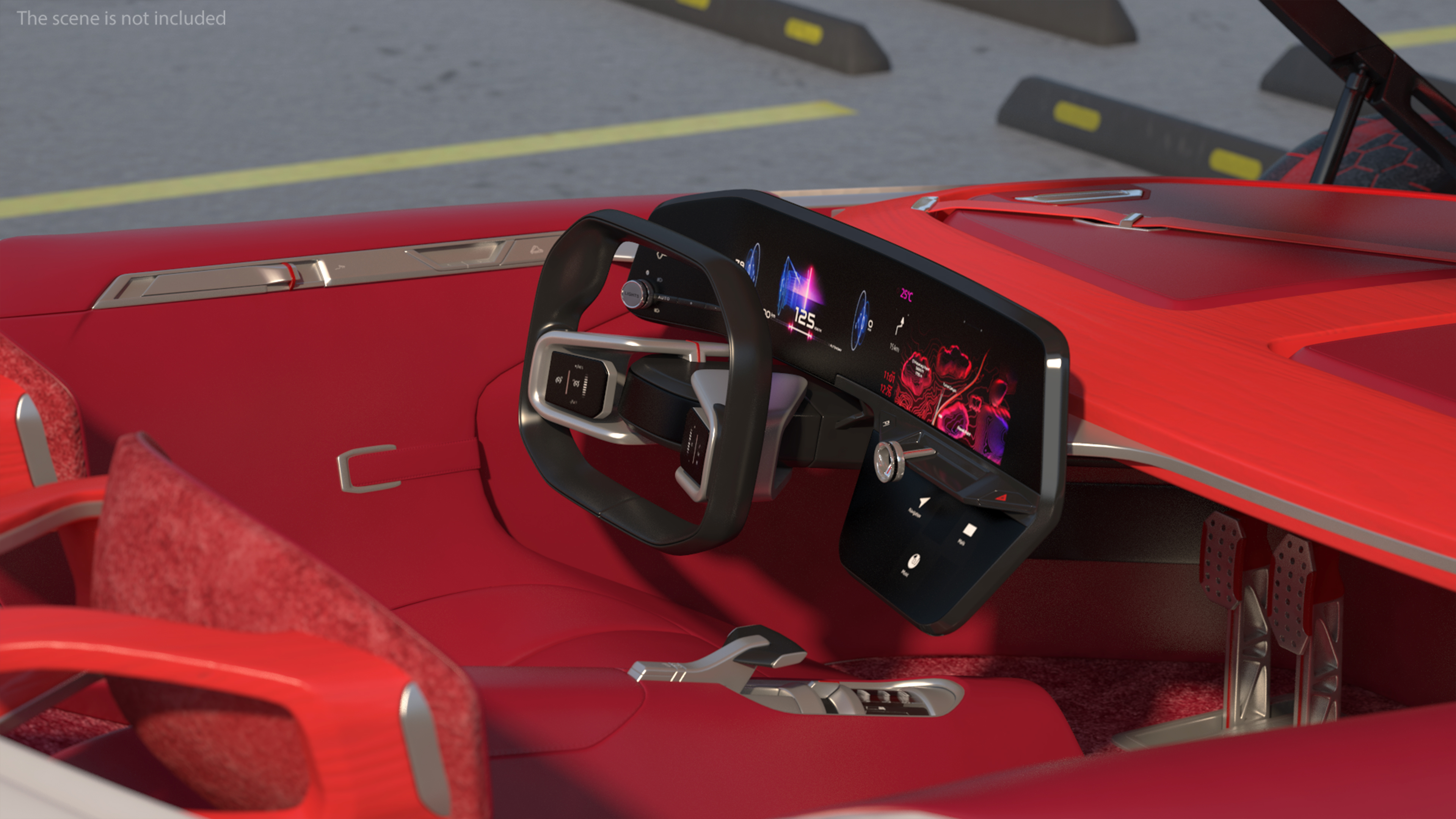 3D Electric Concept Car Rigged for Cinema 4D