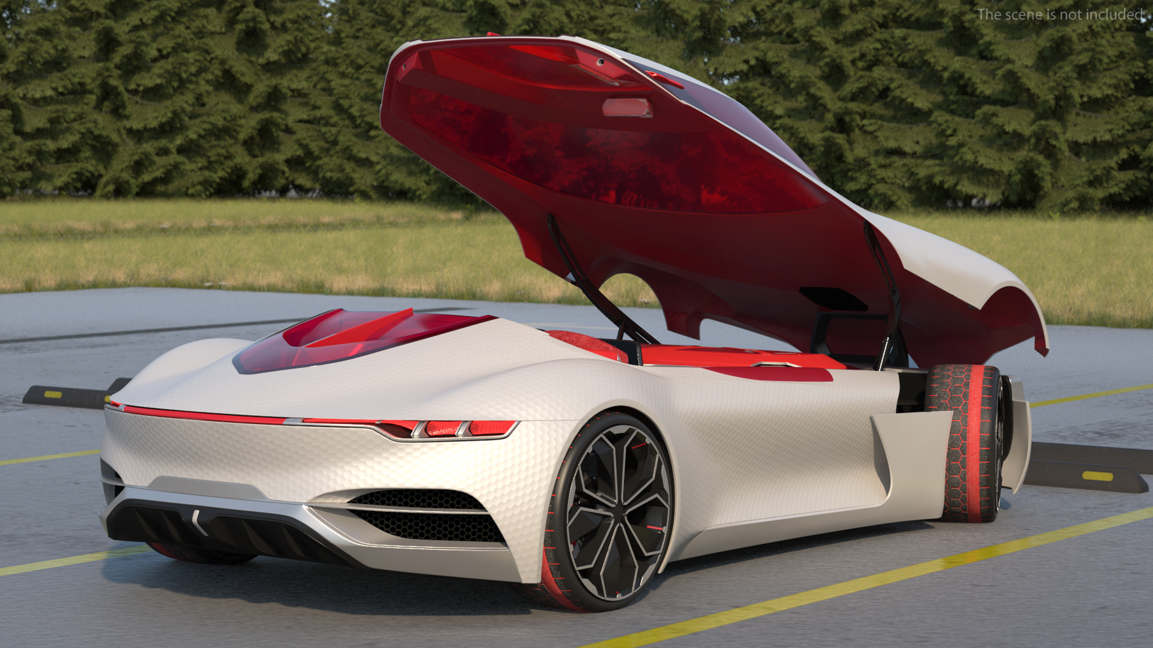 3D Electric Concept Car Rigged for Cinema 4D