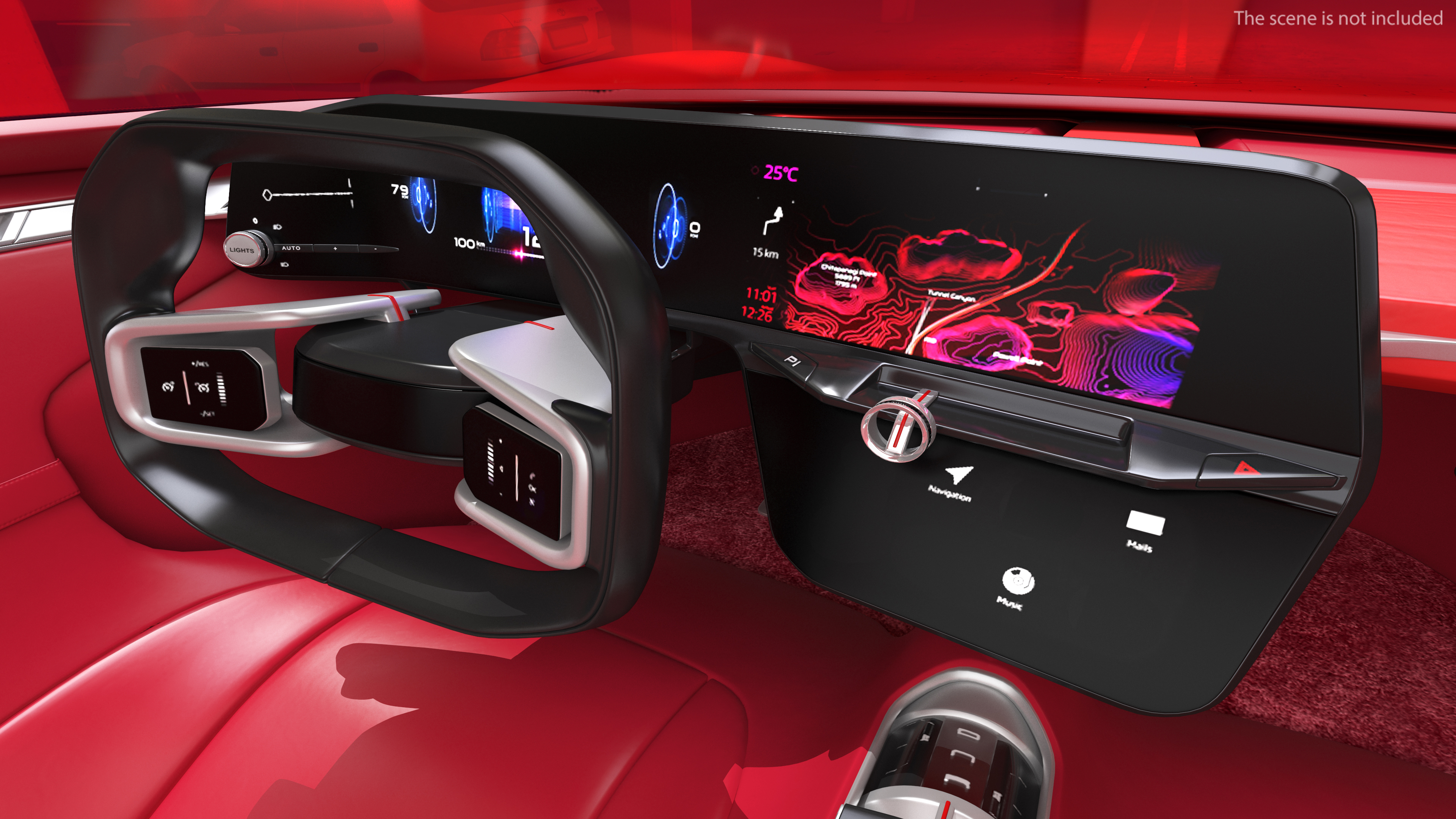 3D Electric Concept Car Rigged for Cinema 4D