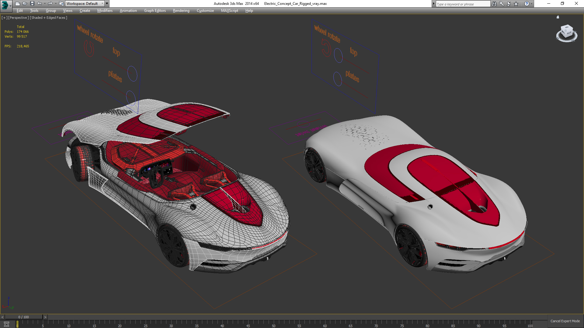 3D Electric Concept Car Rigged for Cinema 4D