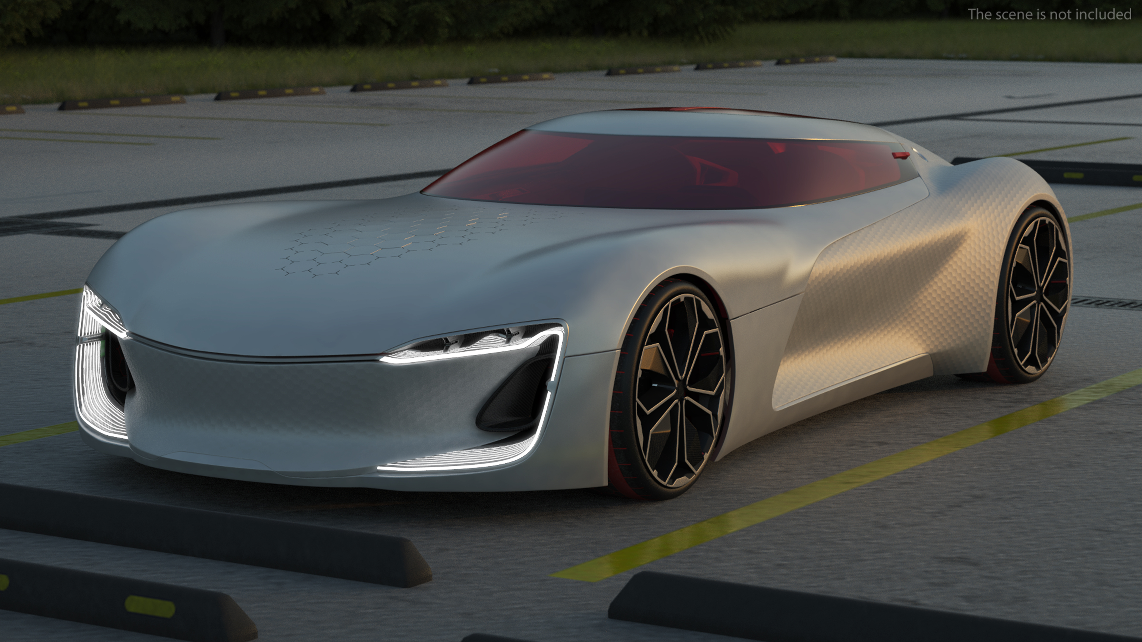 3D Electric Concept Car Rigged for Cinema 4D