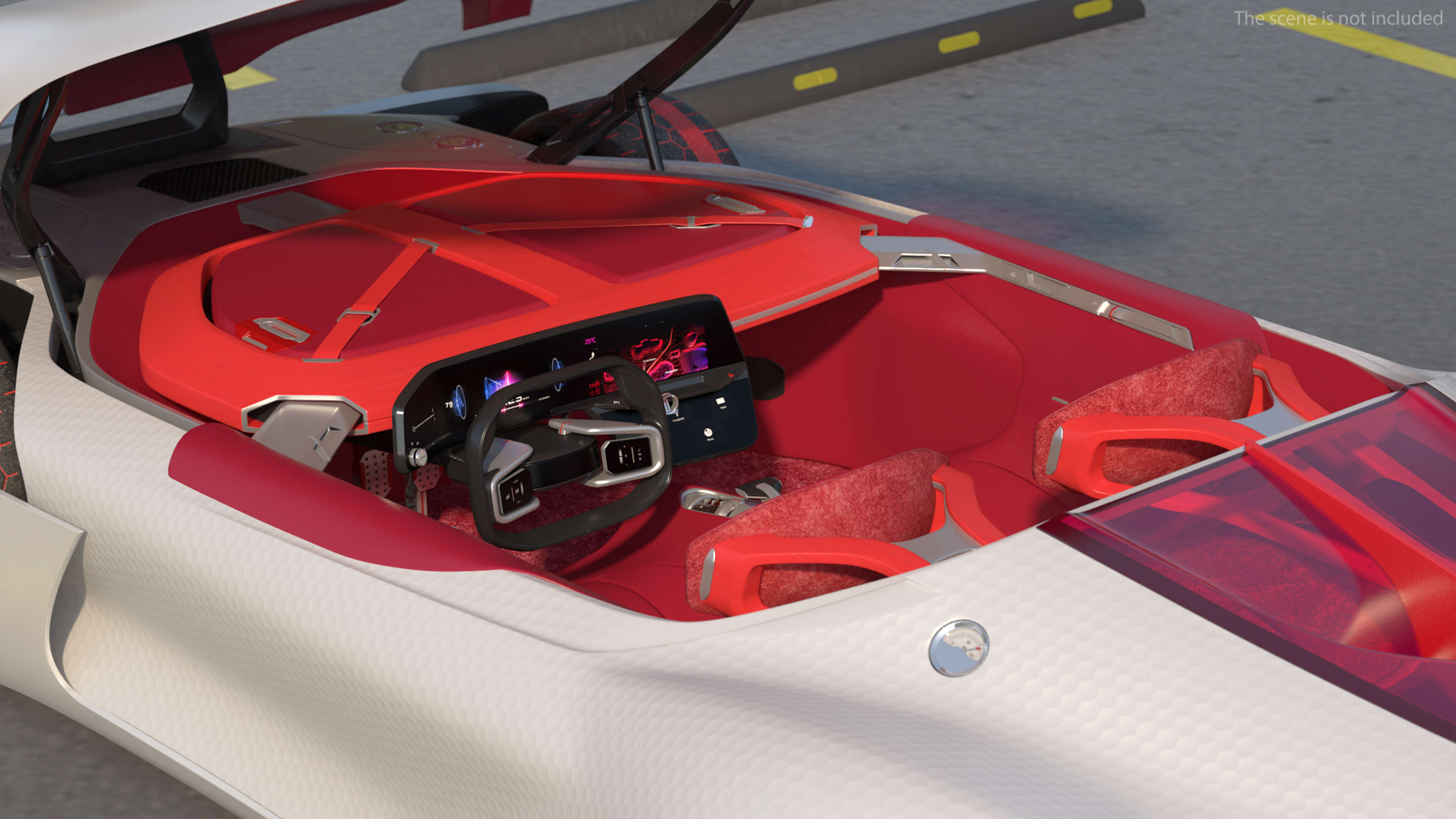 3D Electric Concept Car Rigged for Cinema 4D