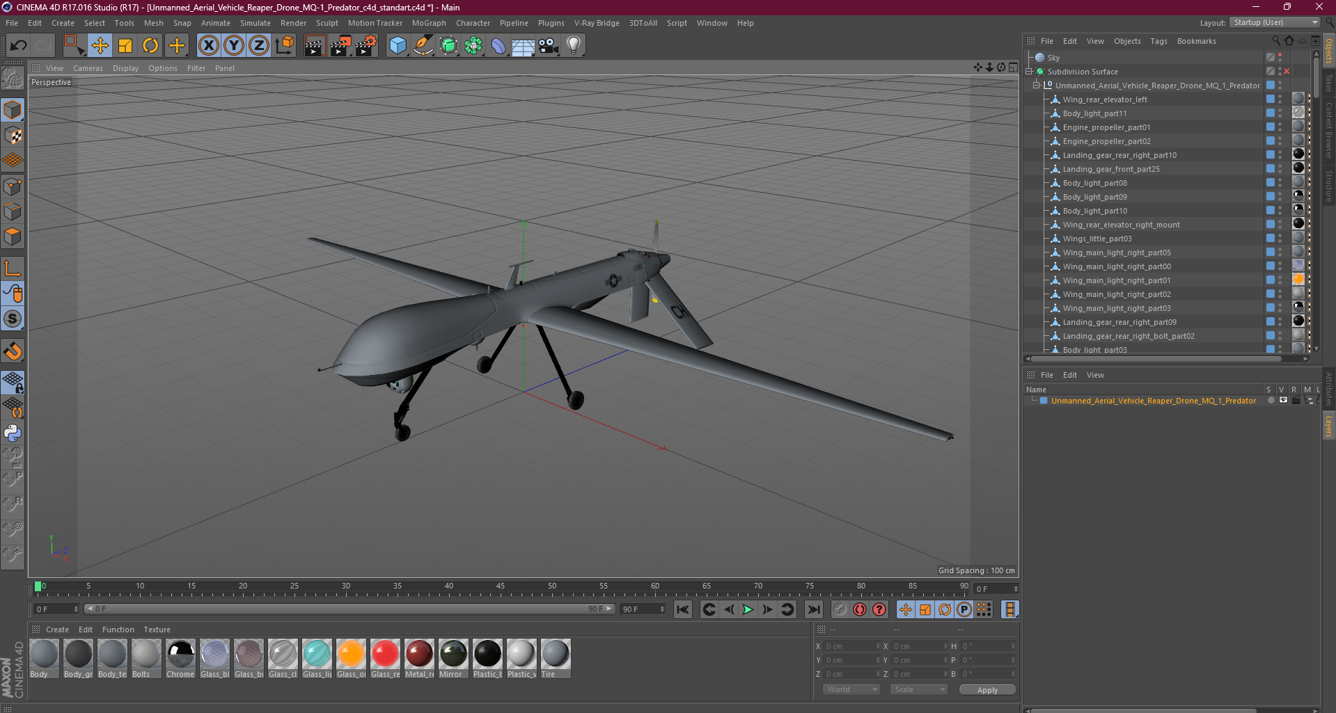3D model Unmanned Aerial Vehicle Reaper Drone MQ-1 Predator