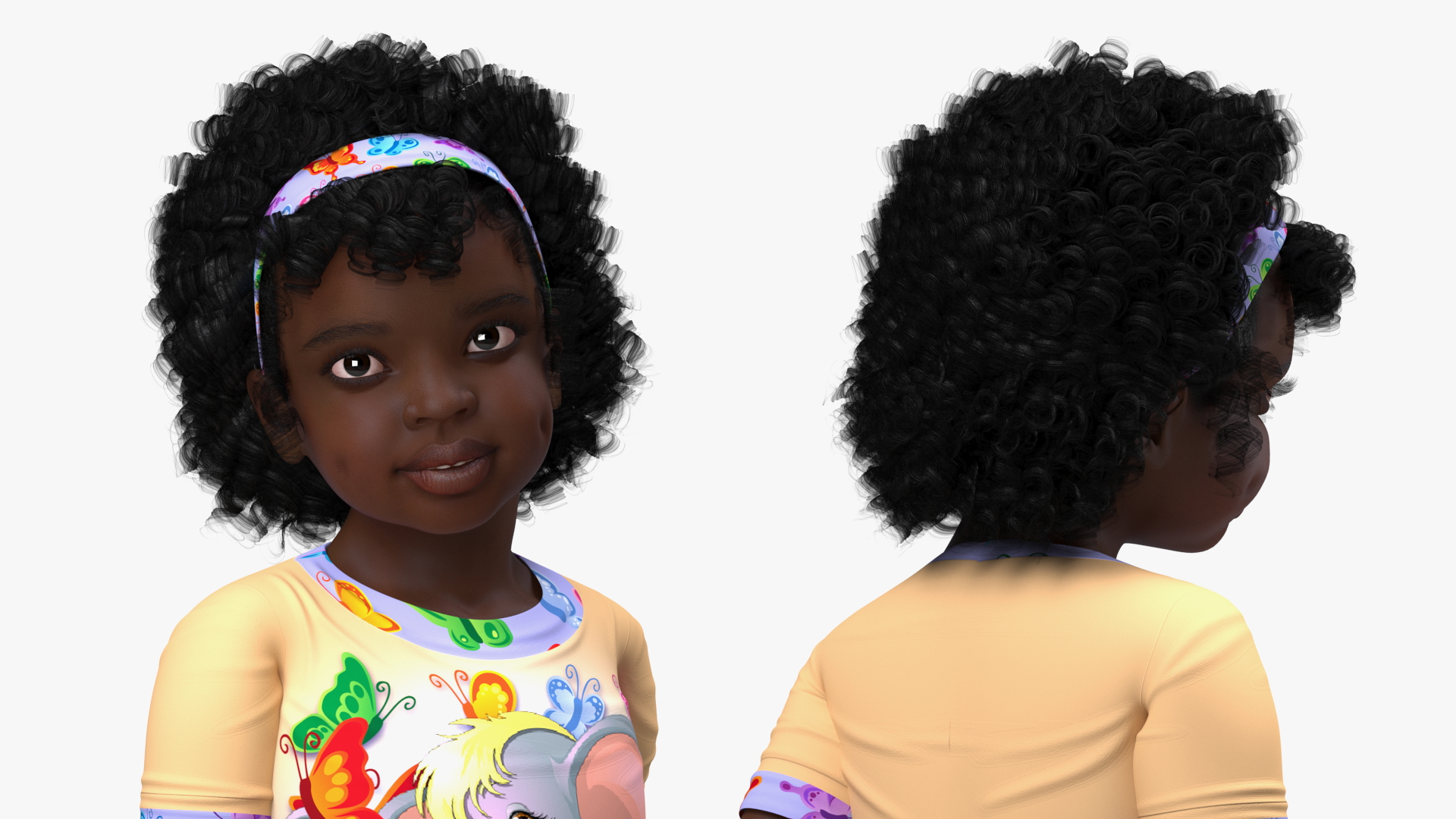 Black Child Girl Home Style 3D