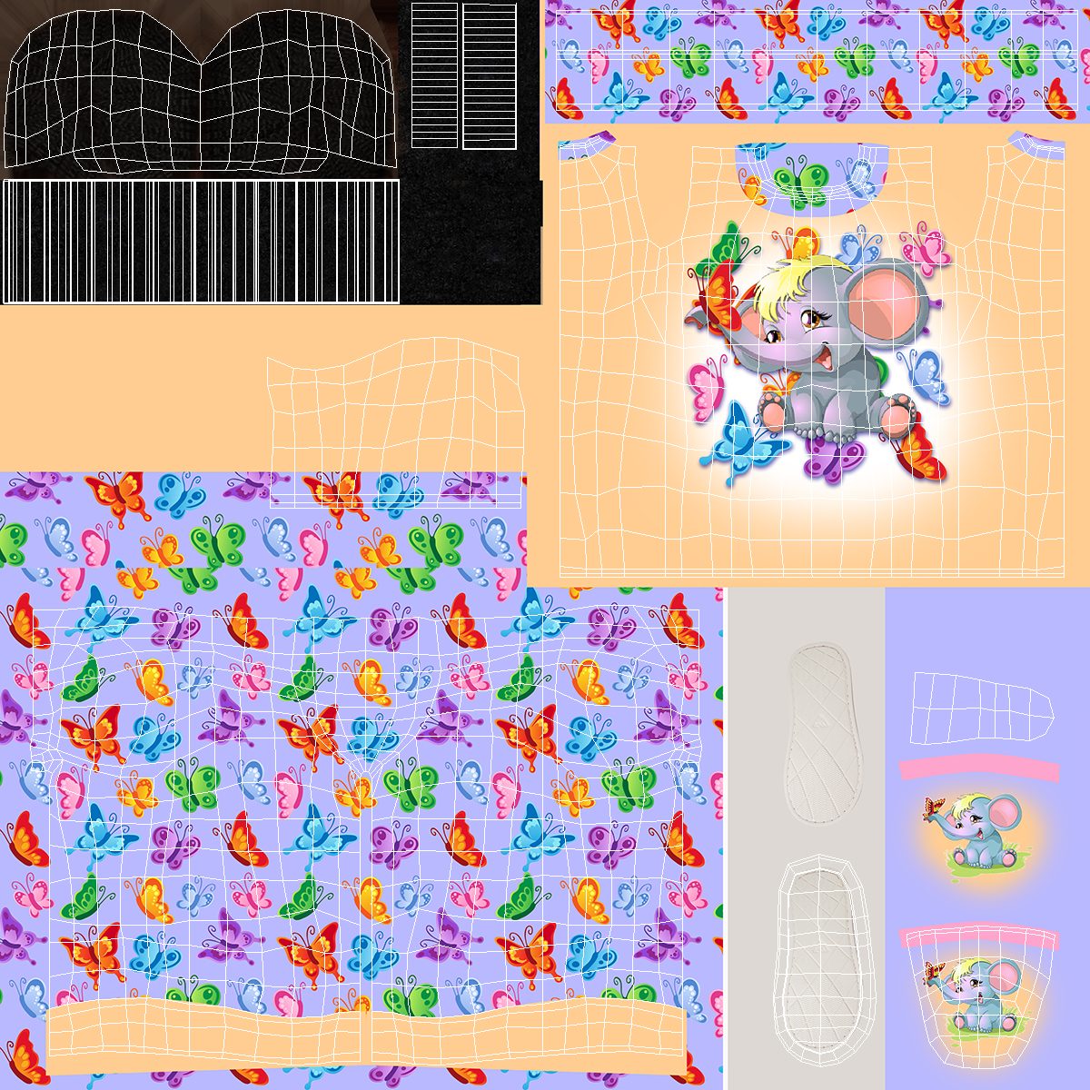 Black Child Girl Home Style 3D