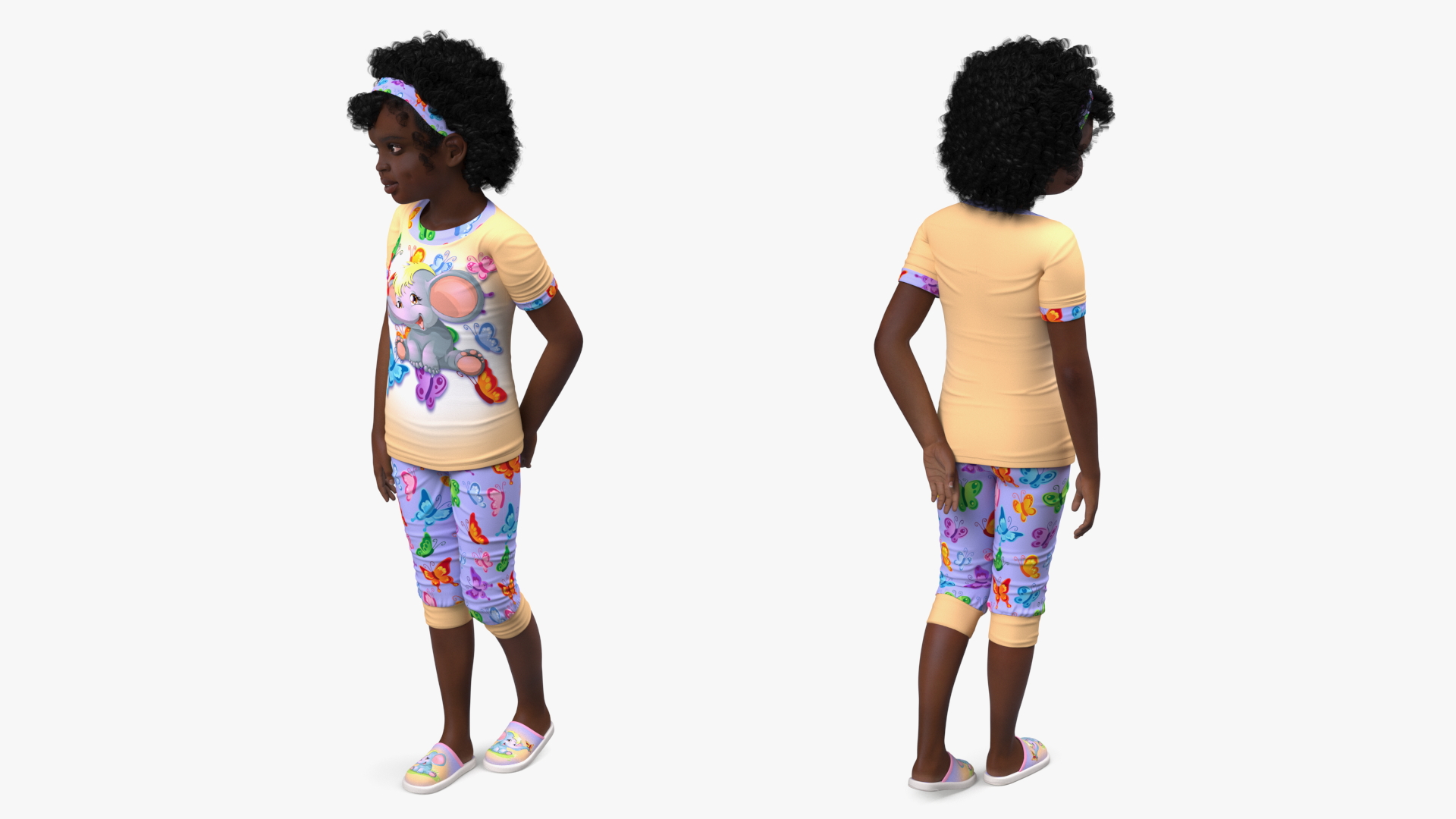 Black Child Girl Home Style 3D
