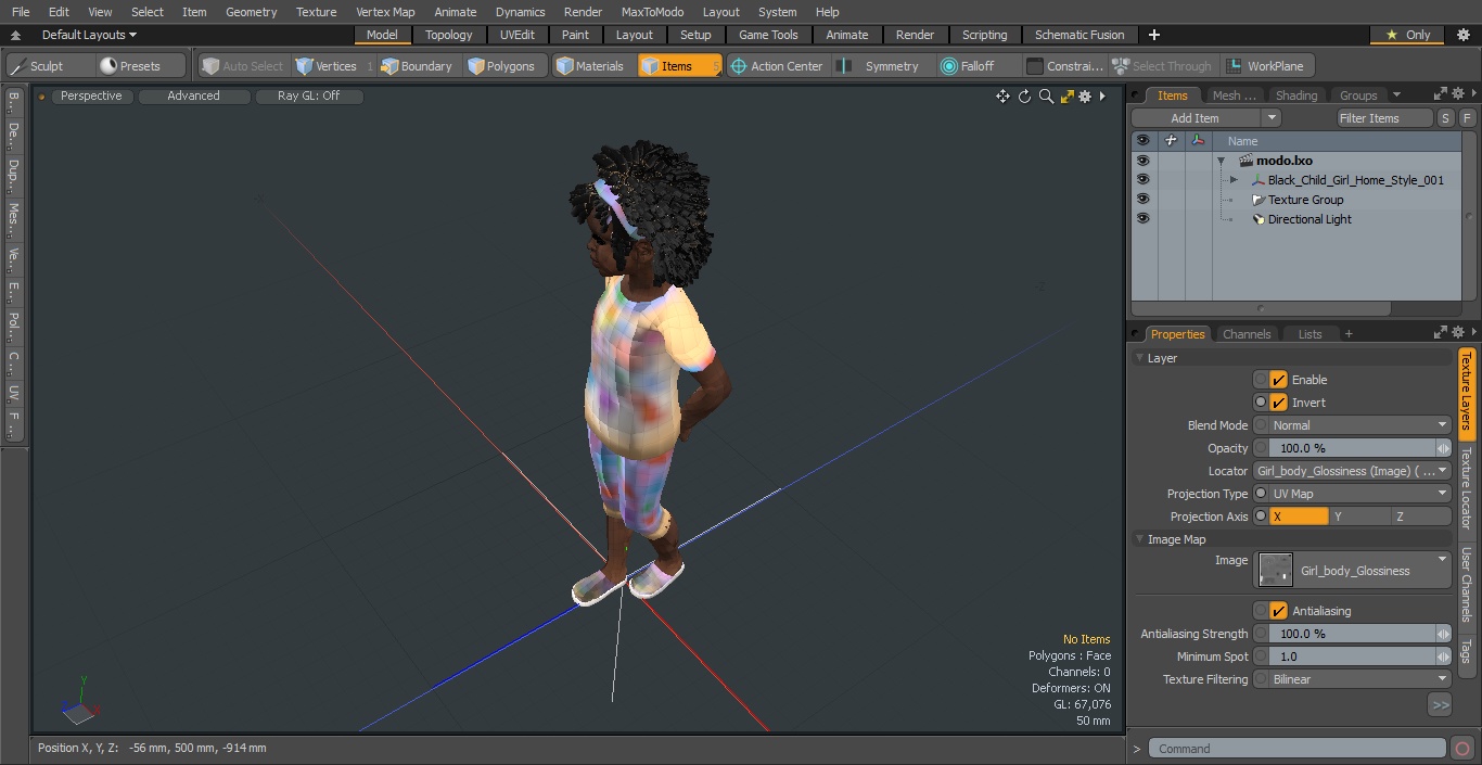 Black Child Girl Home Style 3D