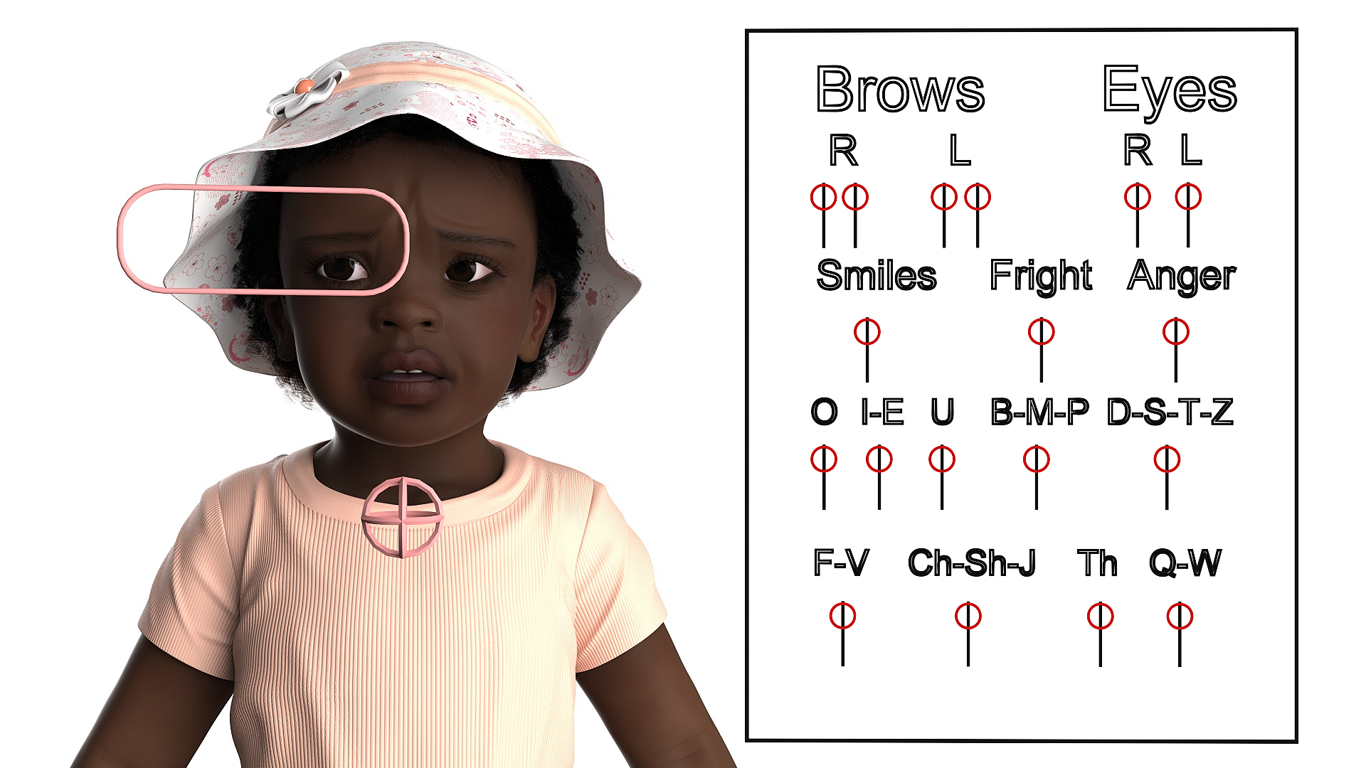 Little African Girl in Summer Outfit Fur Rigged 3D