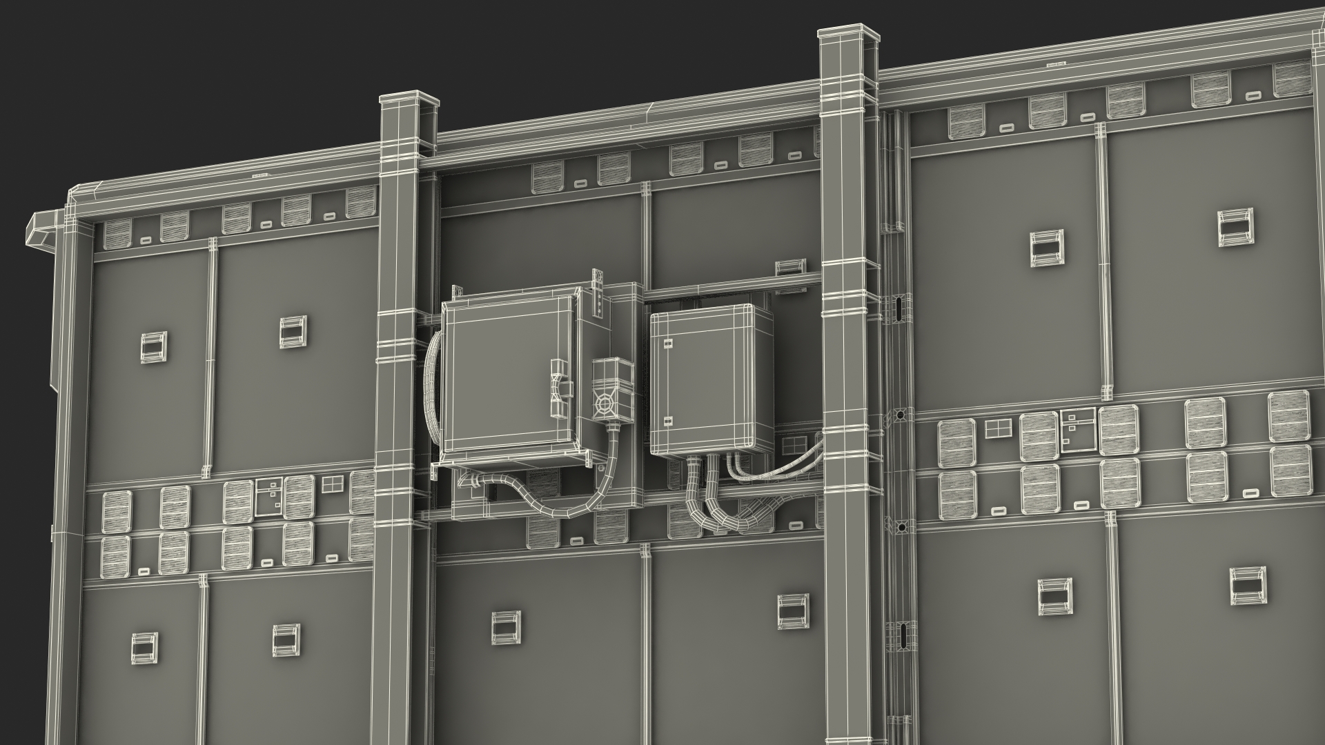 Digital Billboard 6x3 on Two Poles 3D model