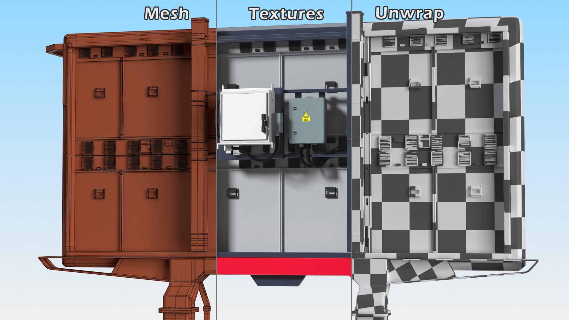 Digital Billboard 6x3 on Two Poles 3D model