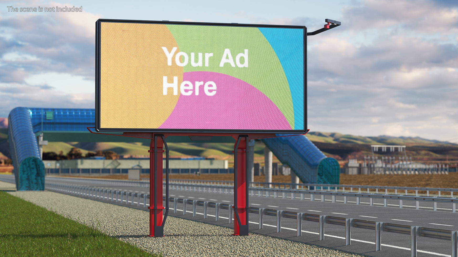 Digital Billboard 6x3 on Two Poles 3D model