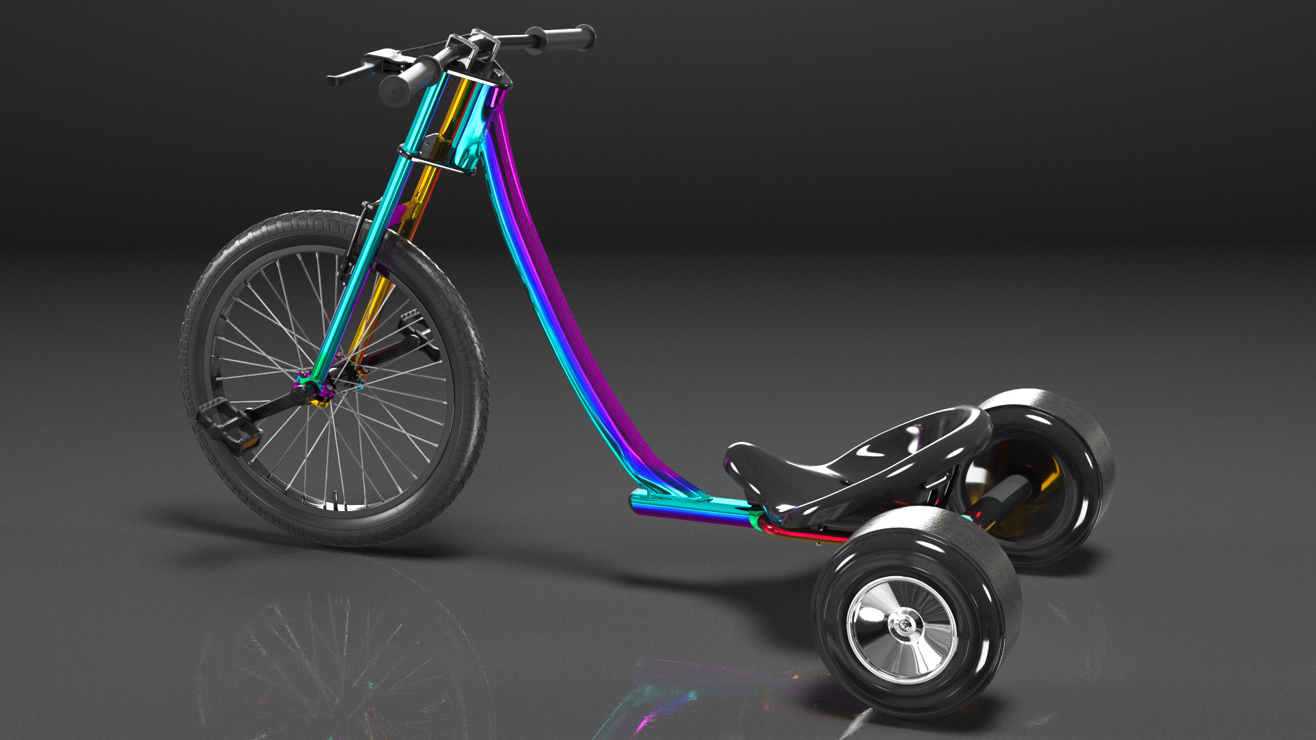 3D Razor DXT Drift Trike Colored Chrome Rigged model
