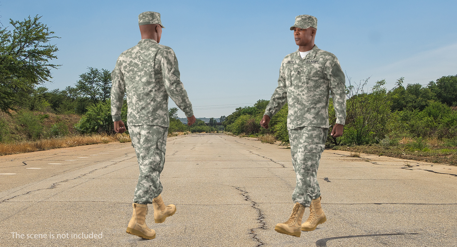 3D US Army Soldier Marching Fur model