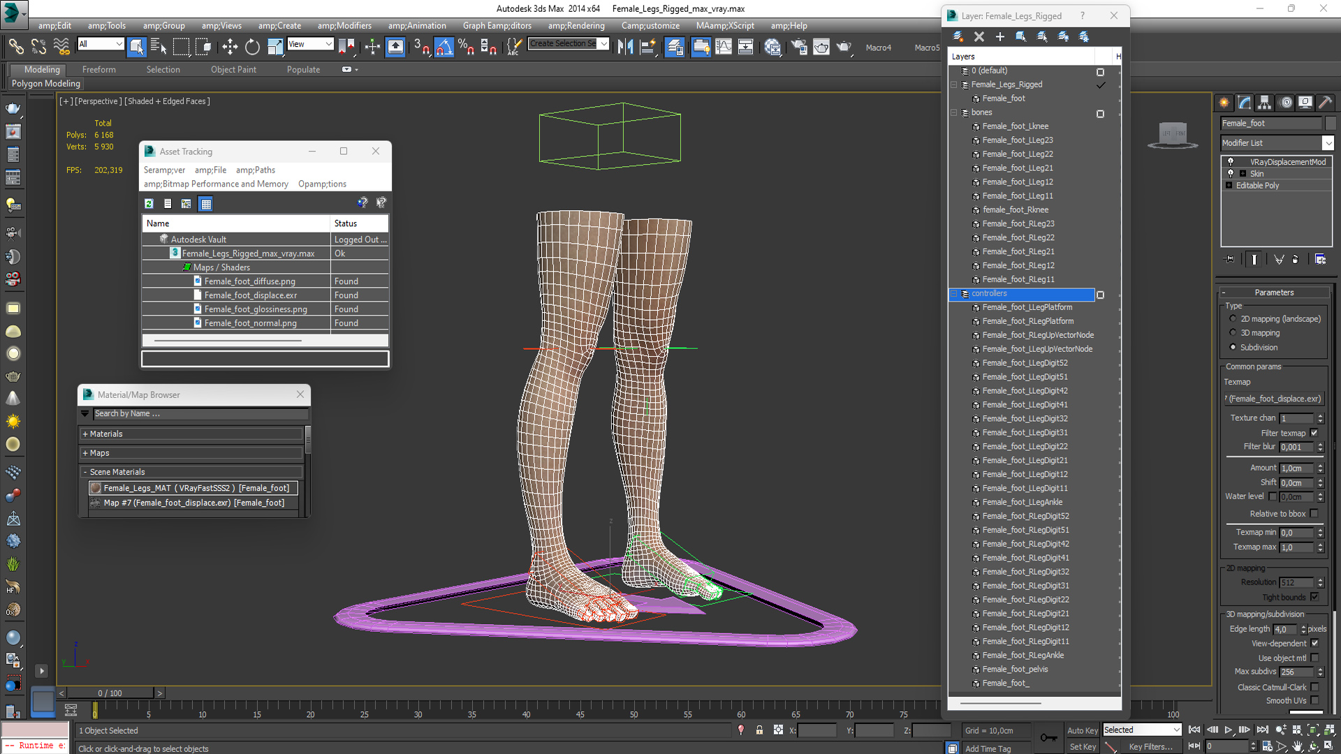 Female Legs Rigged for Cinema 4D 3D
