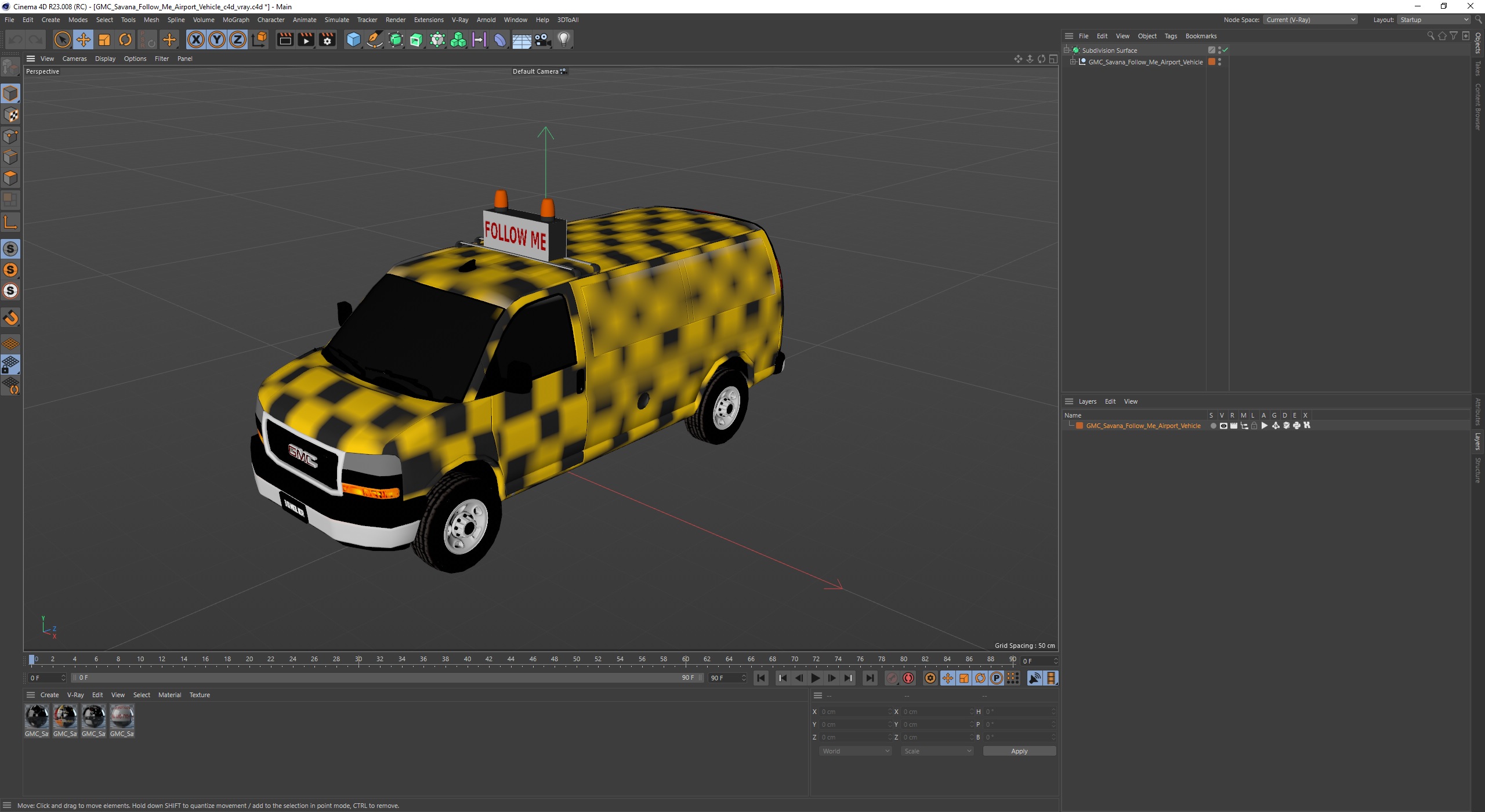 3D GMC Savana Follow Me Airport Vehicle
