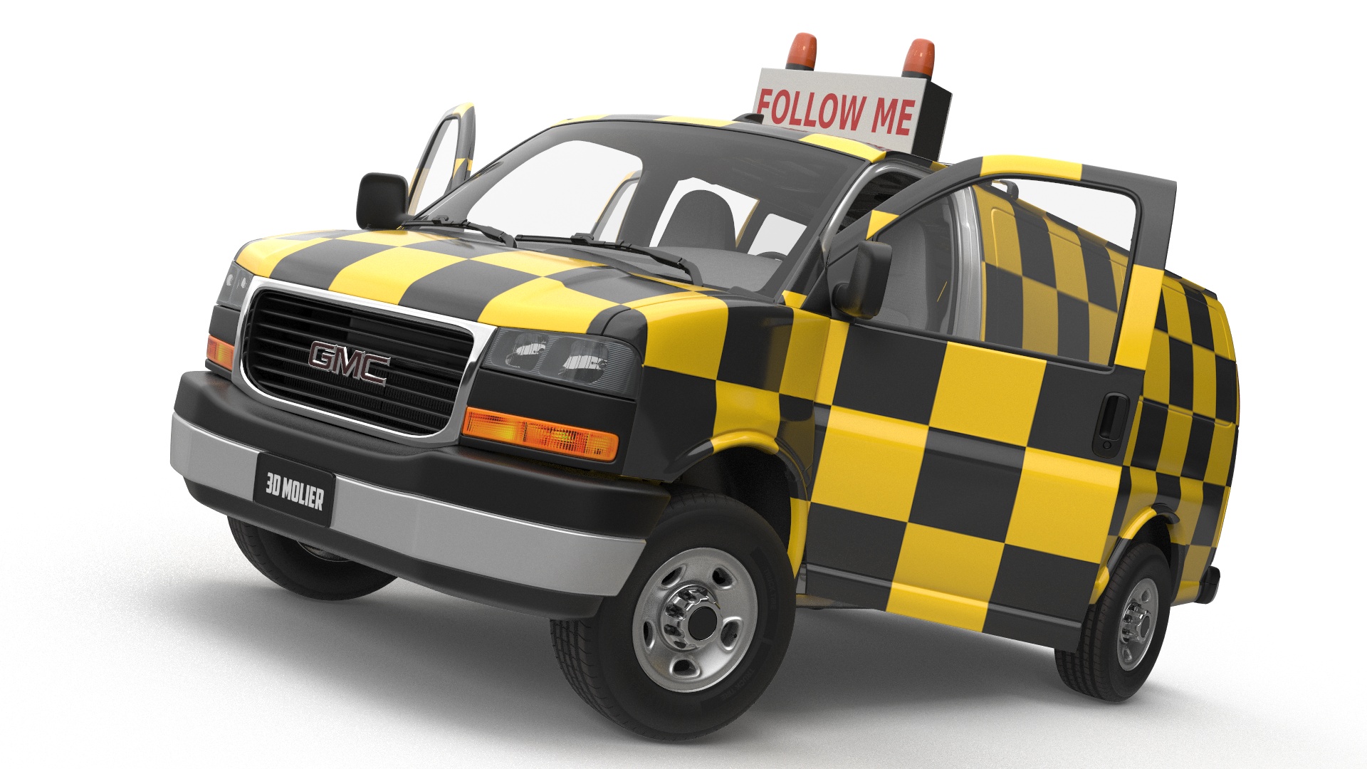 3D GMC Savana Follow Me Airport Vehicle