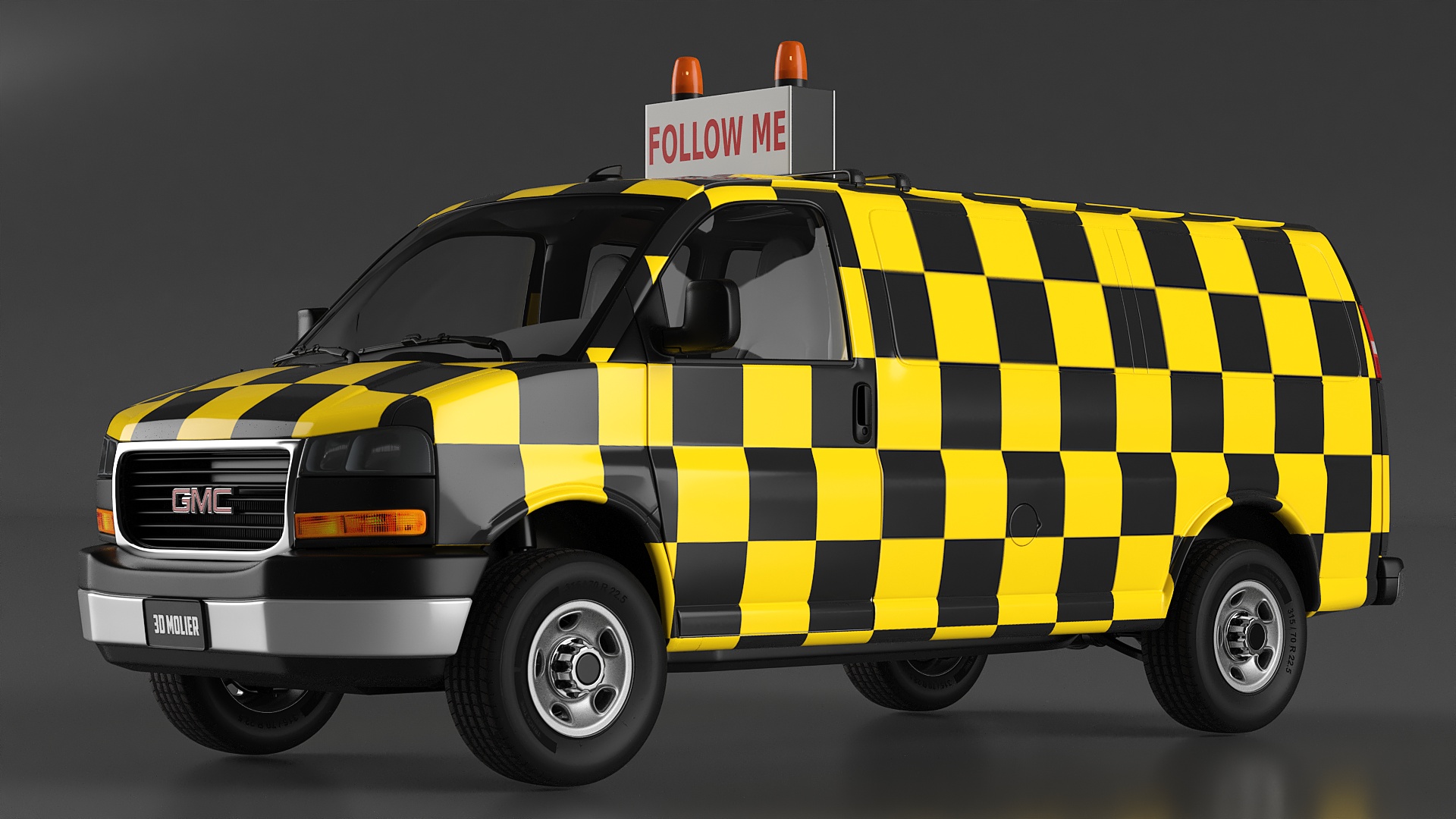 3D GMC Savana Follow Me Airport Vehicle
