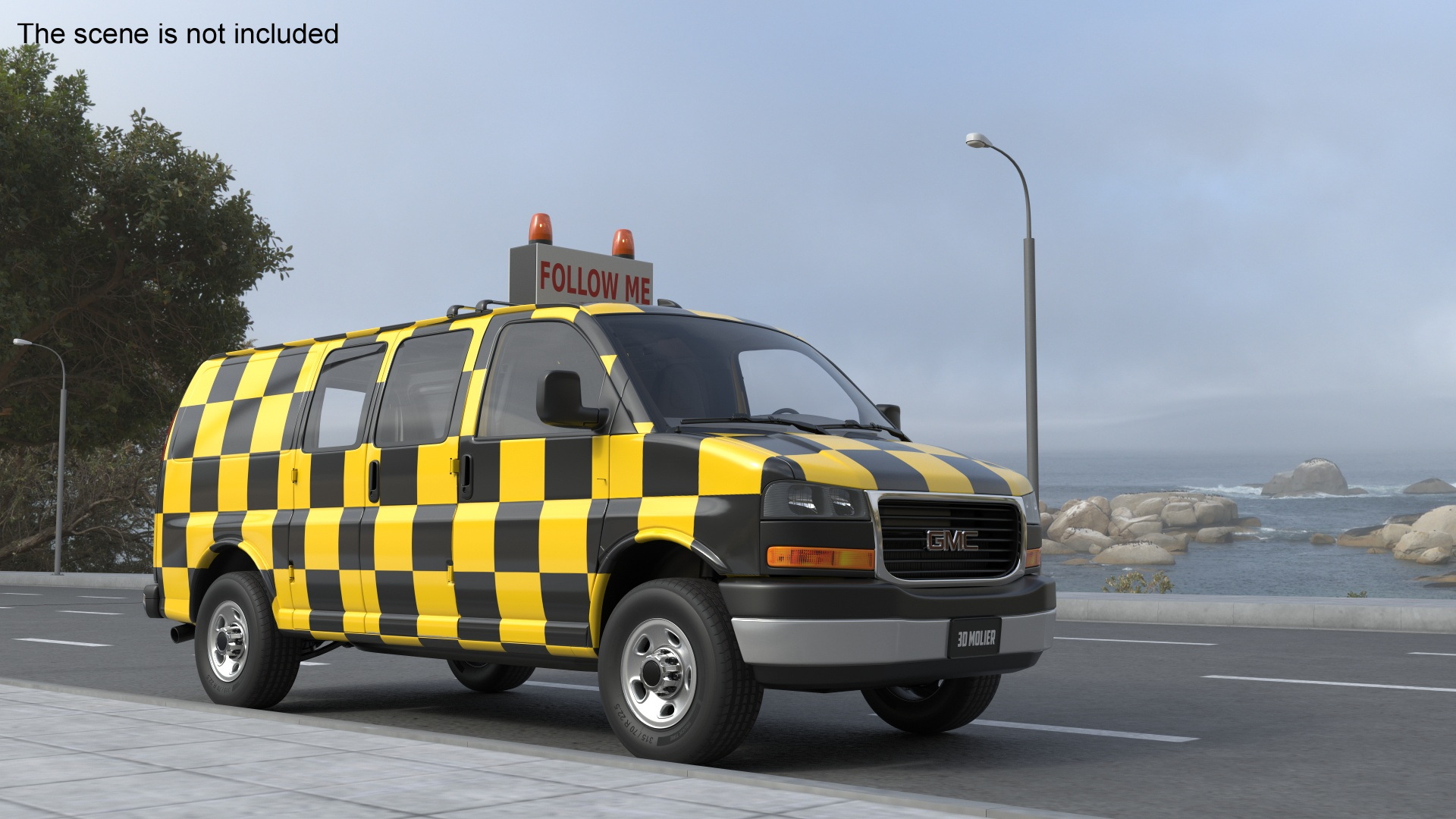 3D GMC Savana Follow Me Airport Vehicle