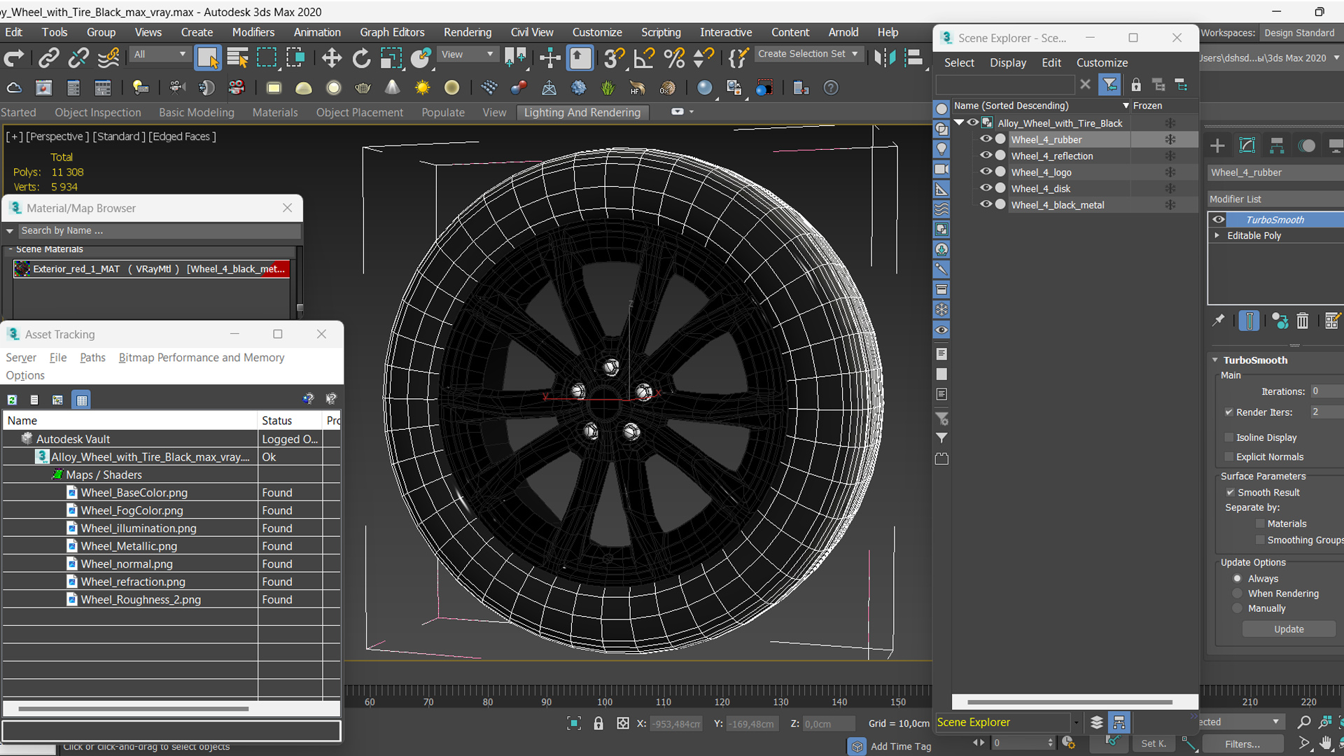 Alloy Wheel with Tire Black 3D