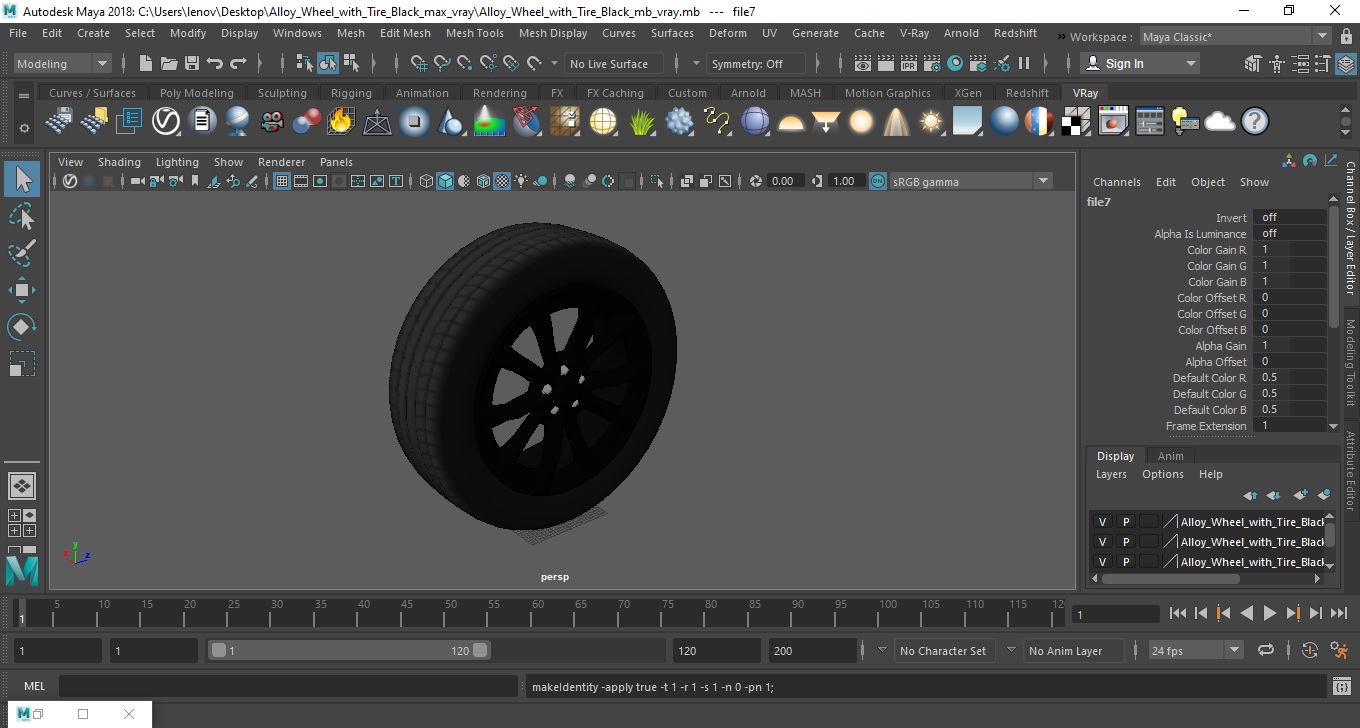Alloy Wheel with Tire Black 3D