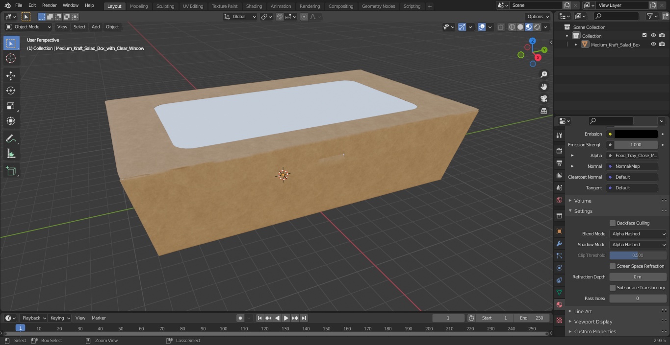 3D model Medium Kraft Salad Box with Clear Window