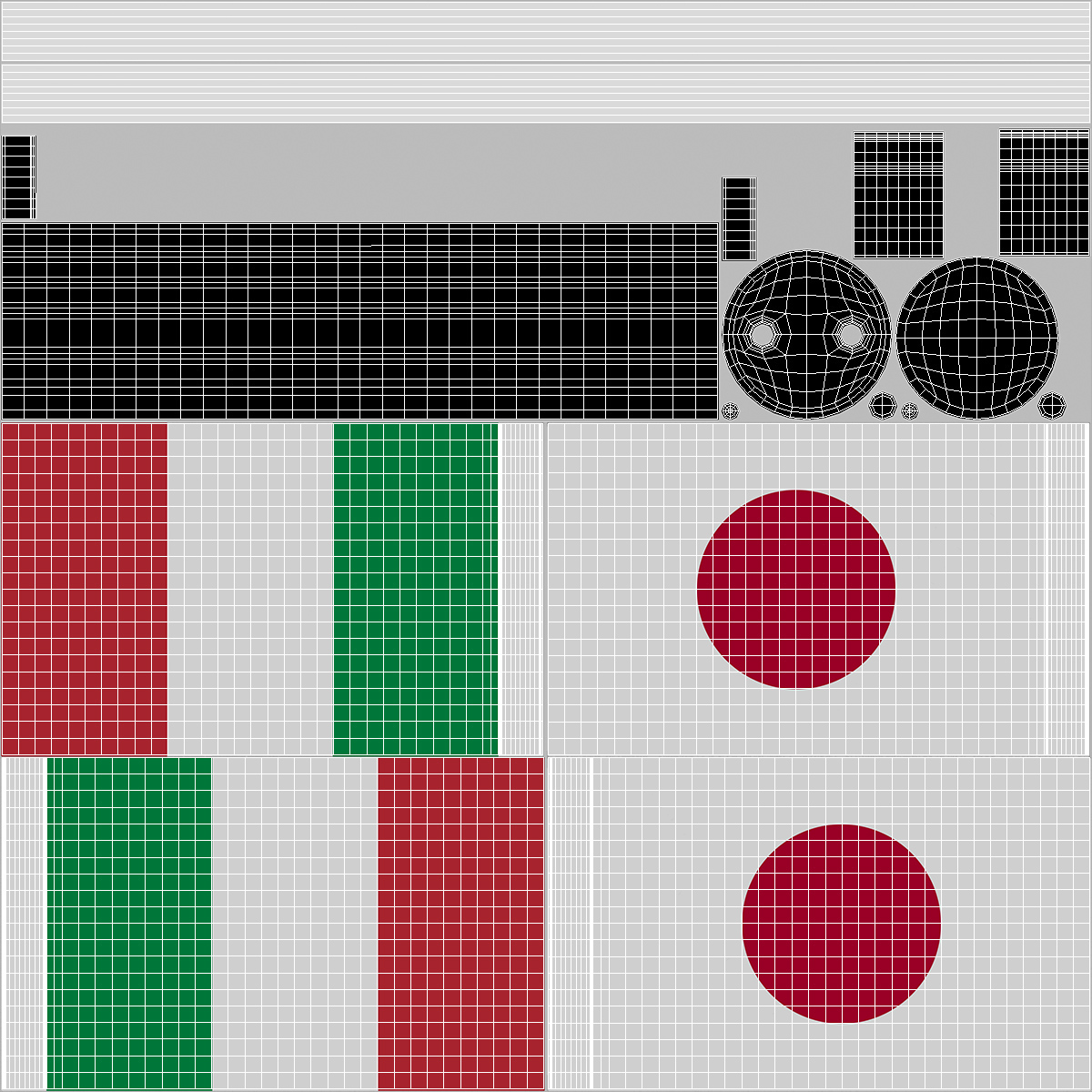 Table Flags Italy and Japan 3D