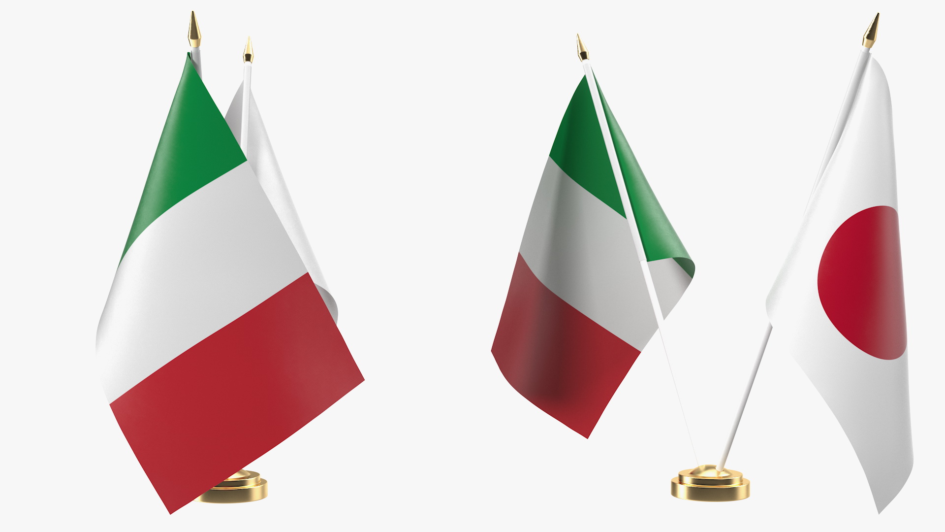 Table Flags Italy and Japan 3D