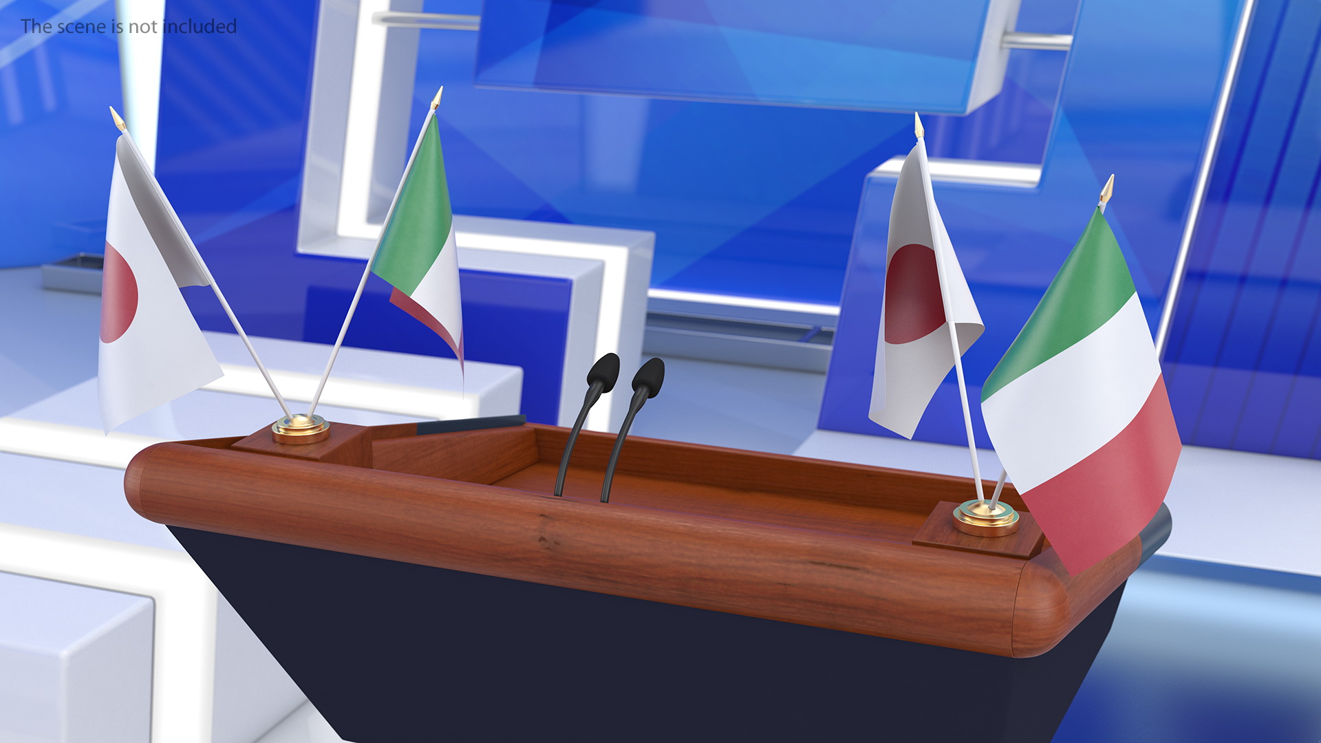 Table Flags Italy and Japan 3D