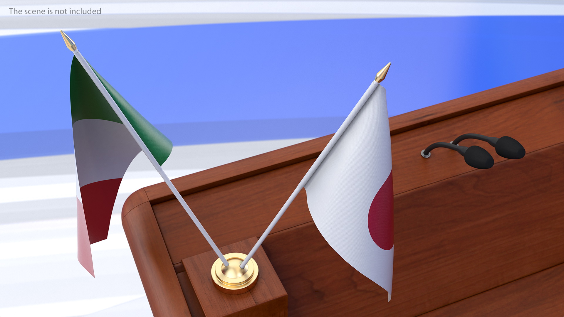Table Flags Italy and Japan 3D