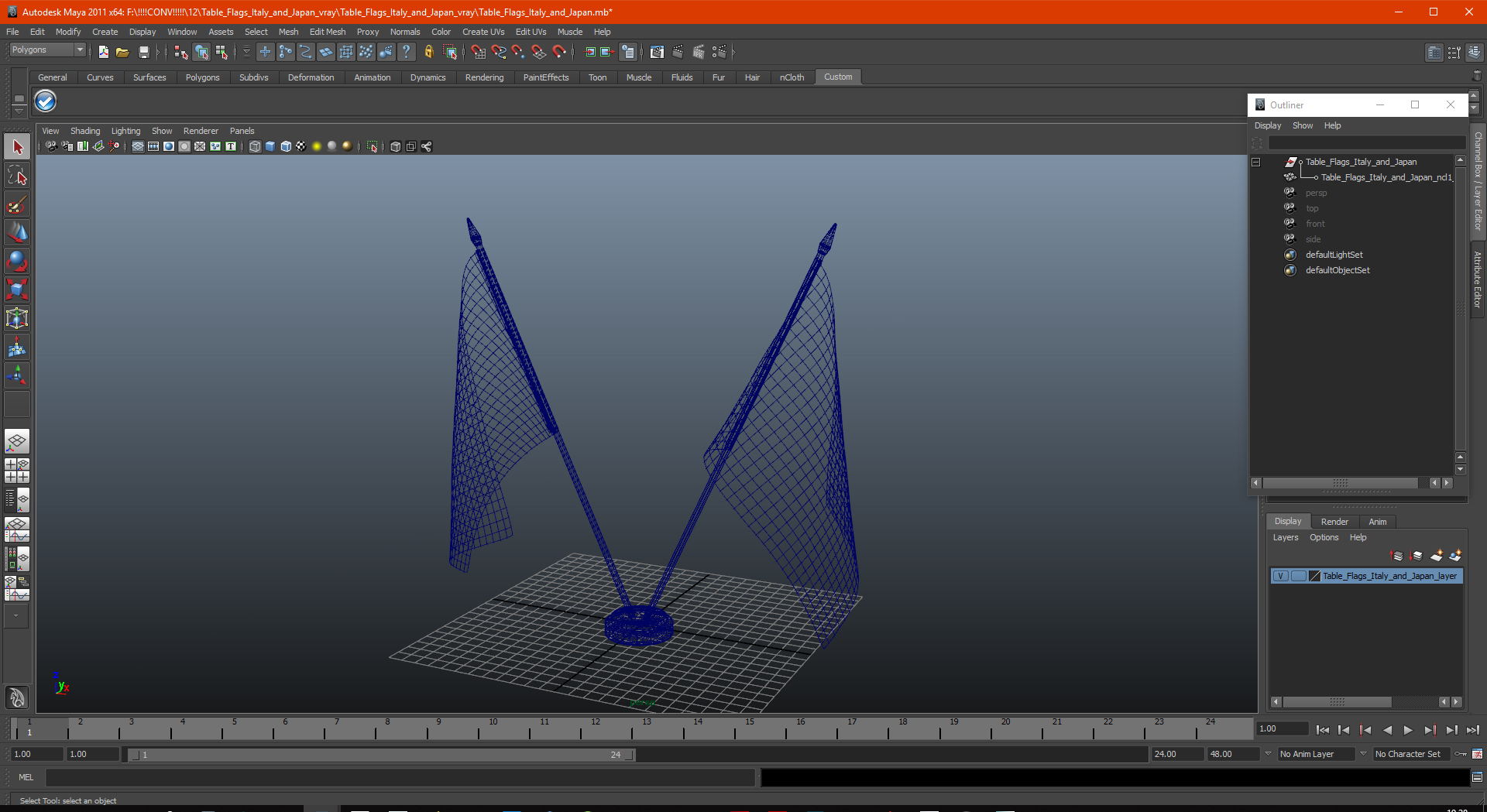 Table Flags Italy and Japan 3D