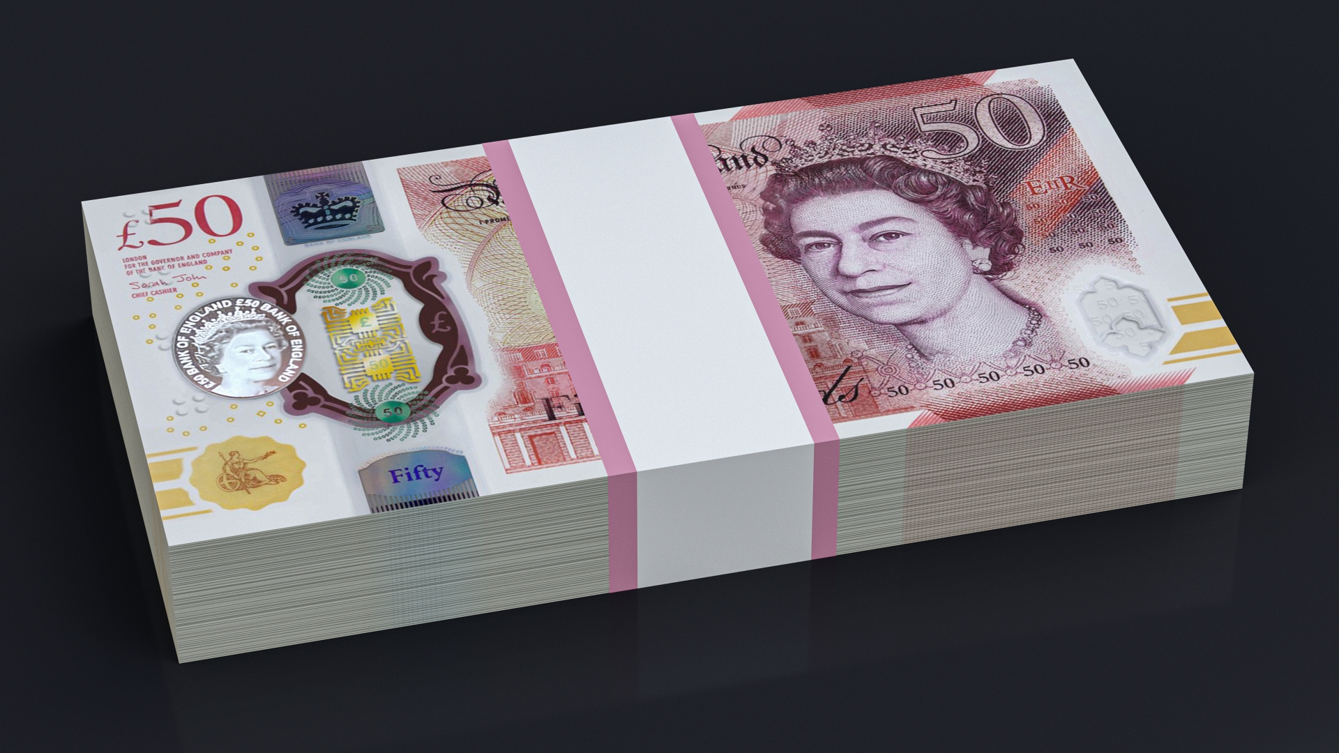 3D British Currency 50 Pounds Pack