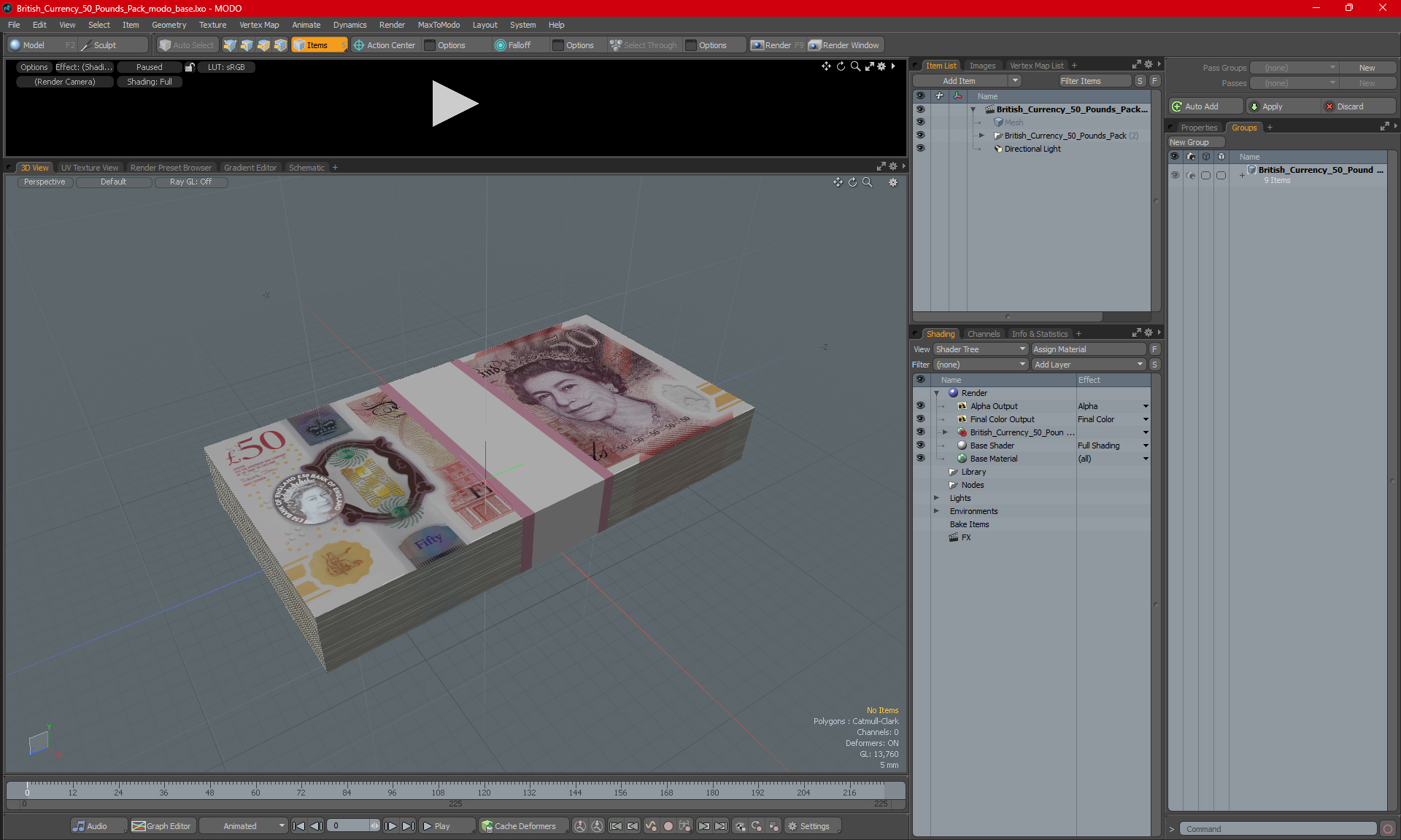 3D British Currency 50 Pounds Pack