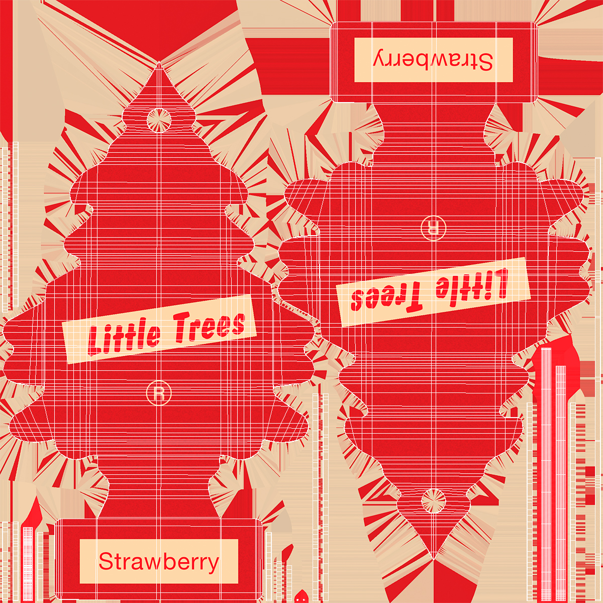 Car Freshener Little Trees Strawberry Fragrance 3D