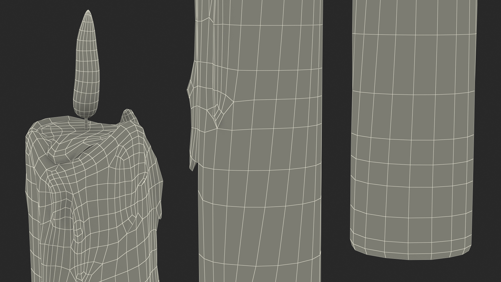 Single Burning Candle Black 3D
