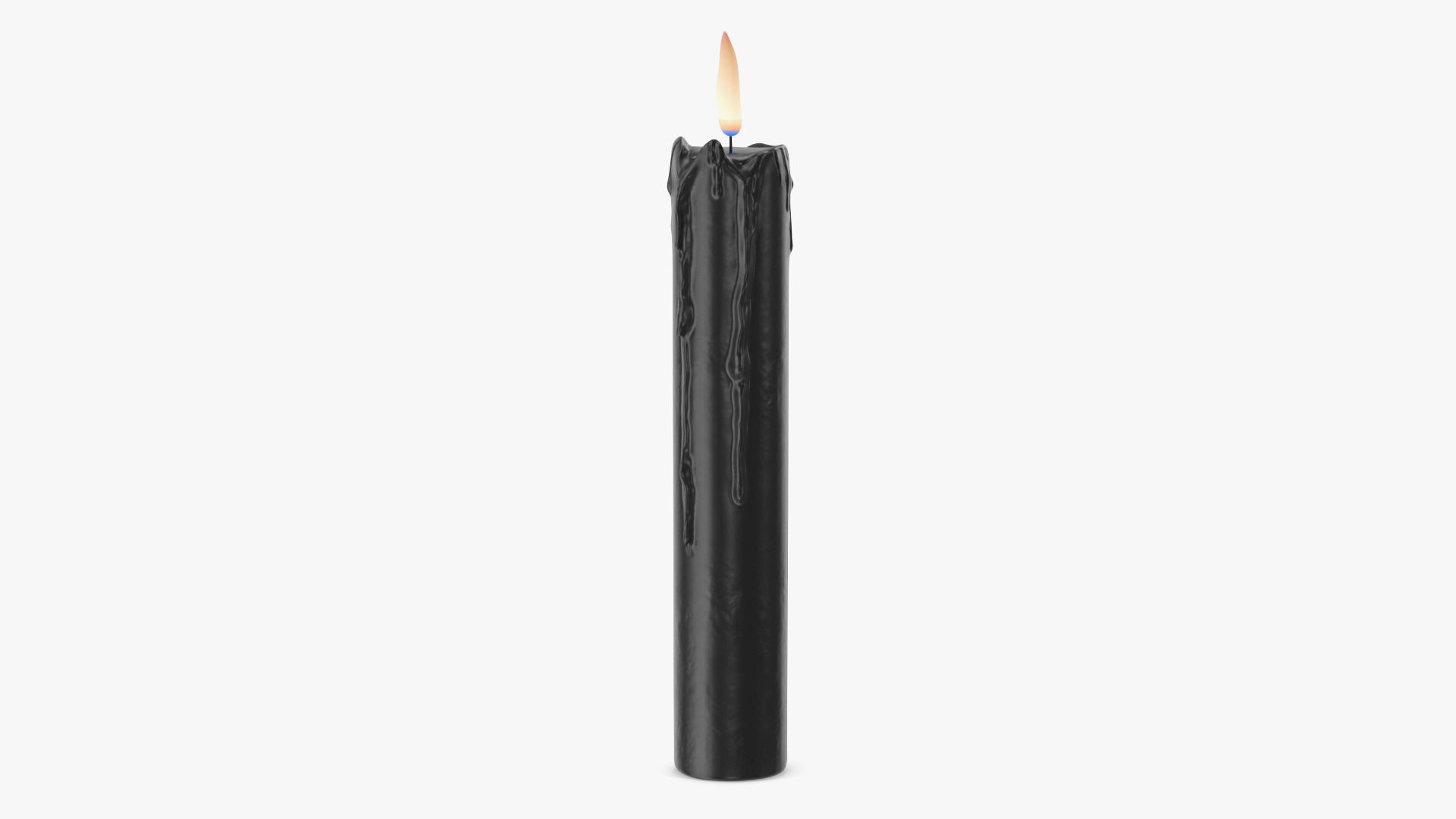 Single Burning Candle Black 3D