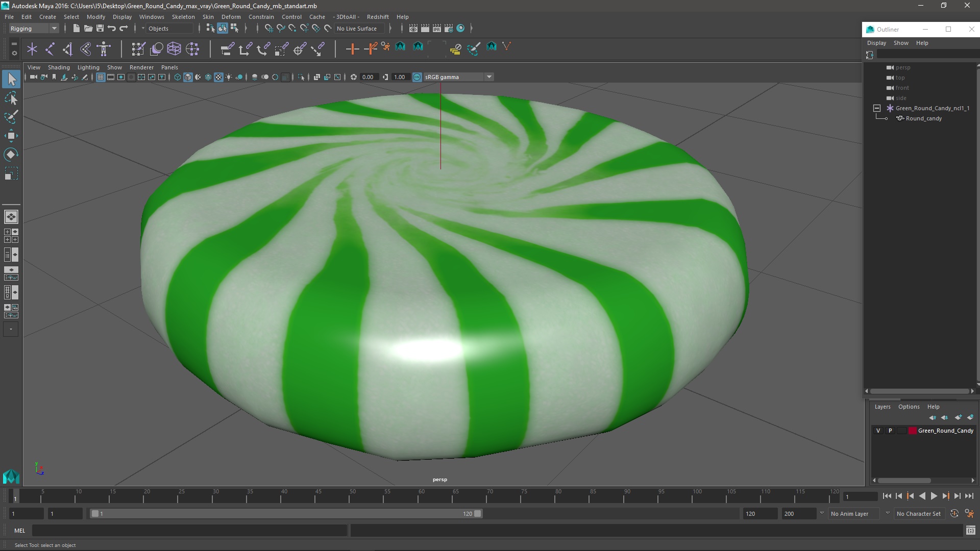 Green Round Candy 3D