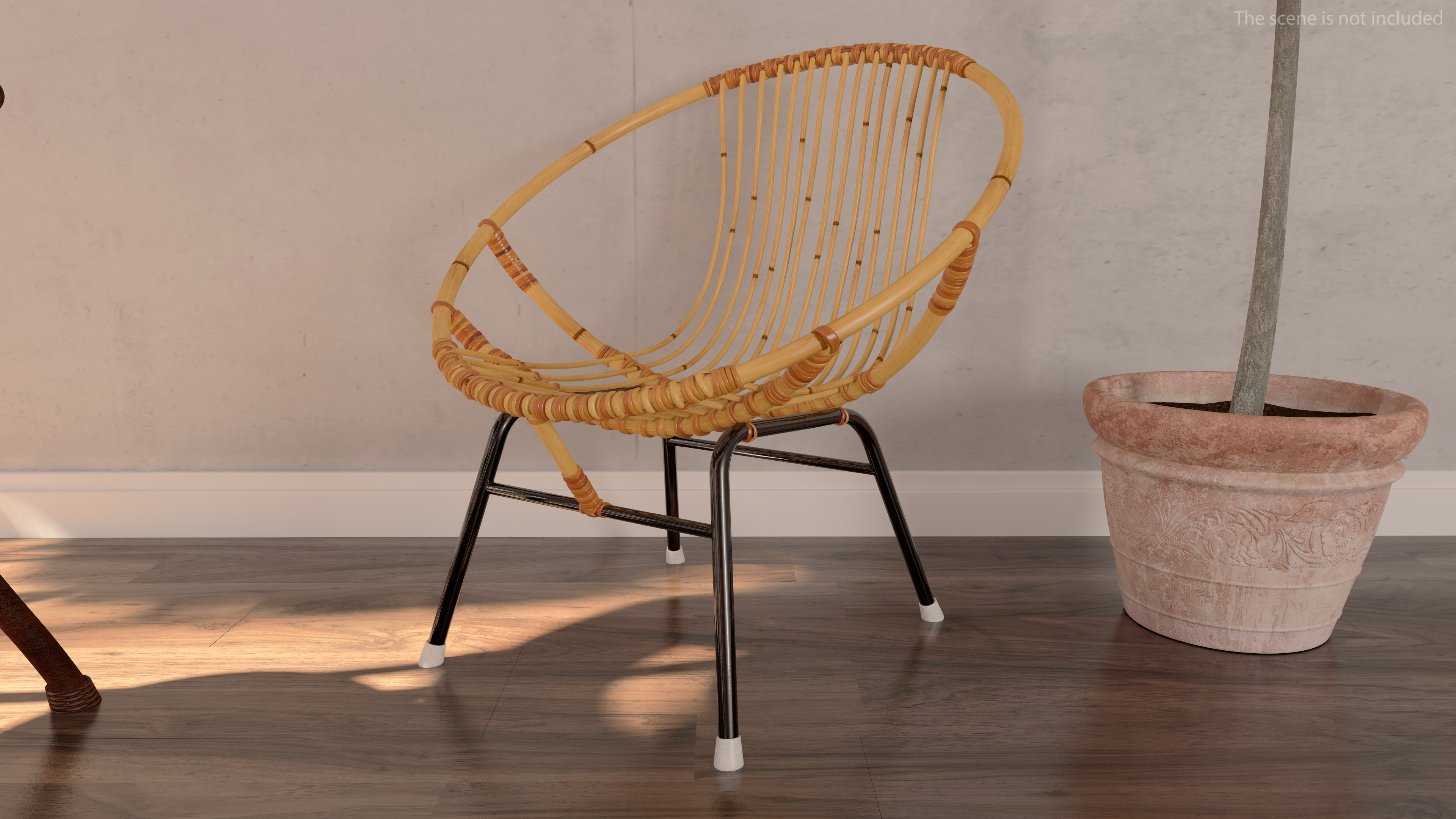 3D Vintage Bamboo Round Chair