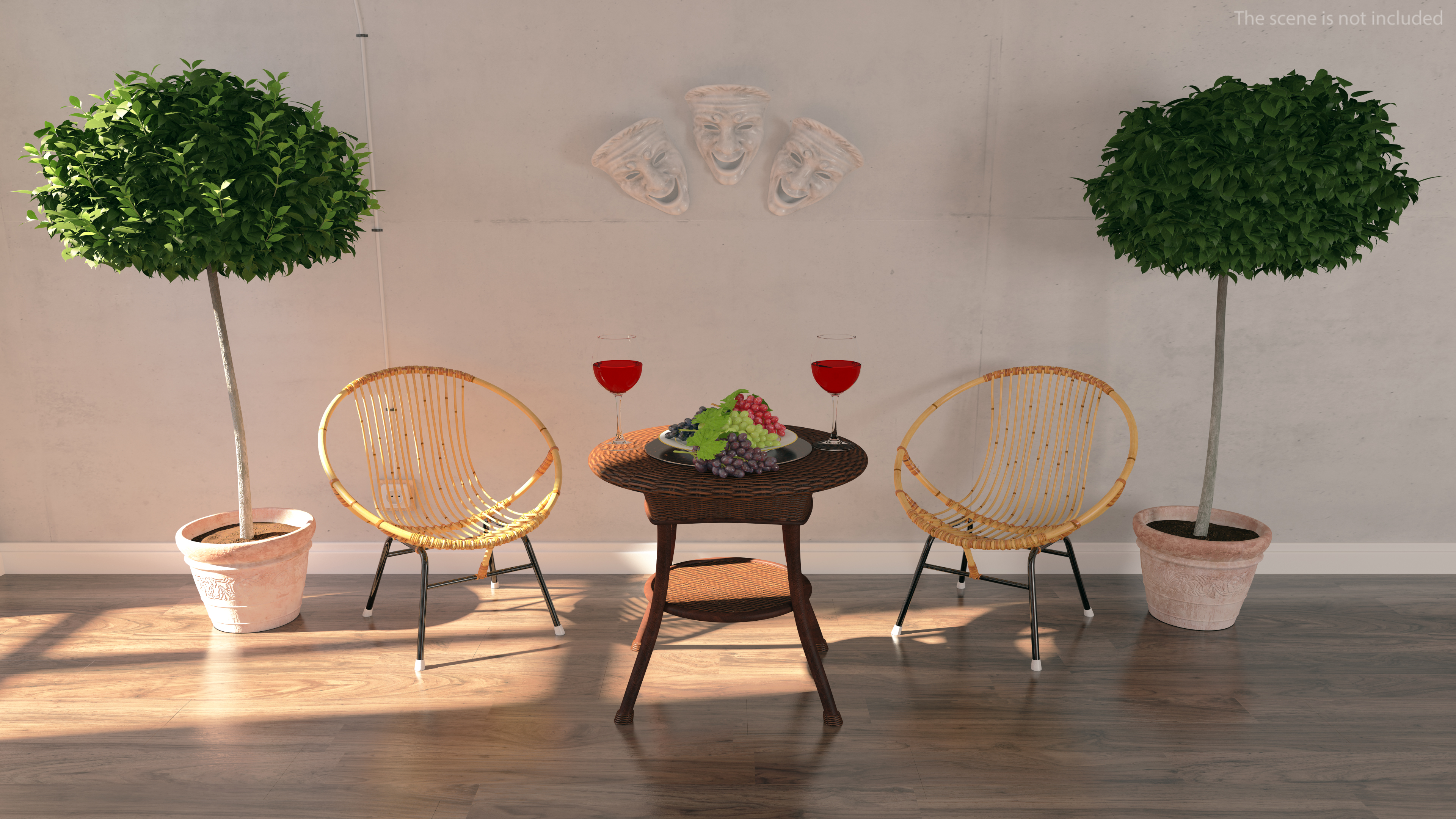 3D Vintage Bamboo Round Chair