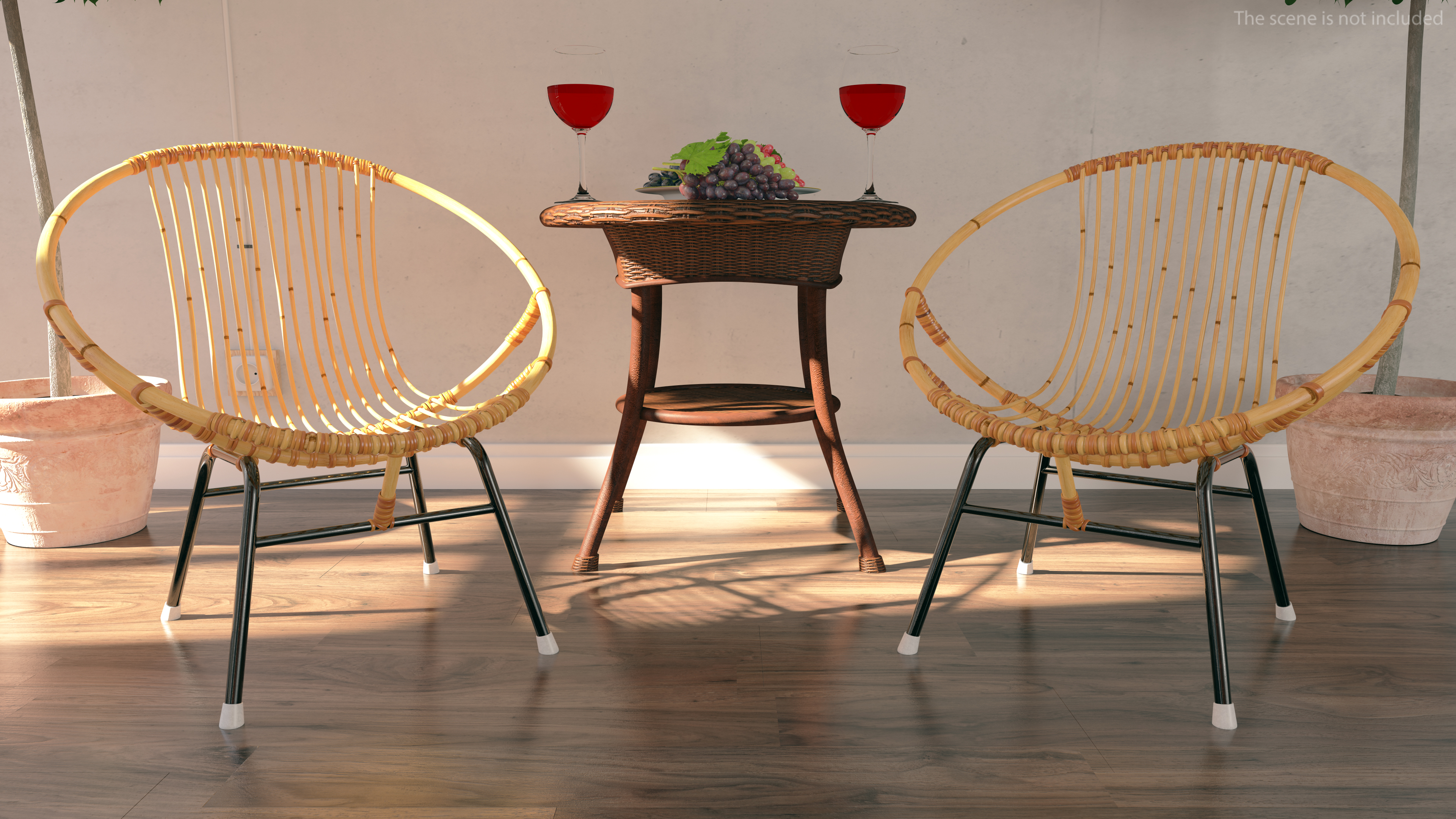 3D Vintage Bamboo Round Chair