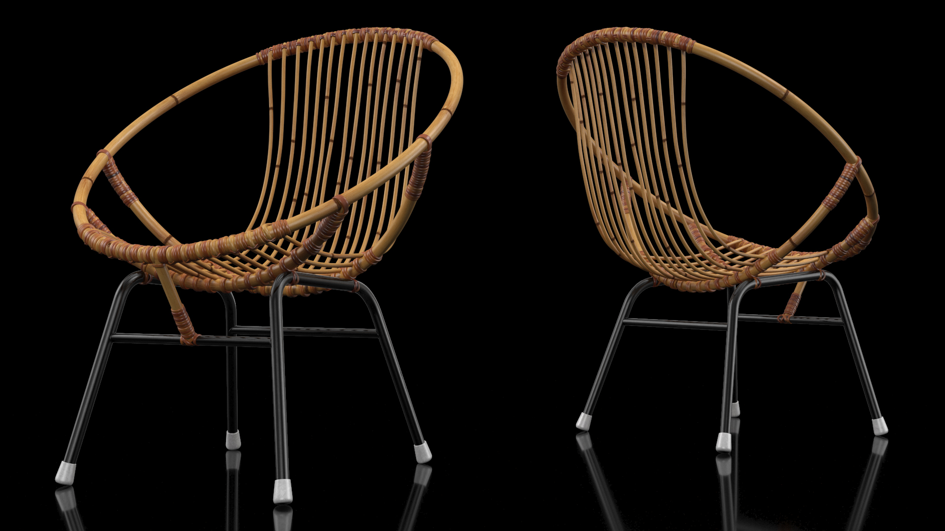 3D Vintage Bamboo Round Chair