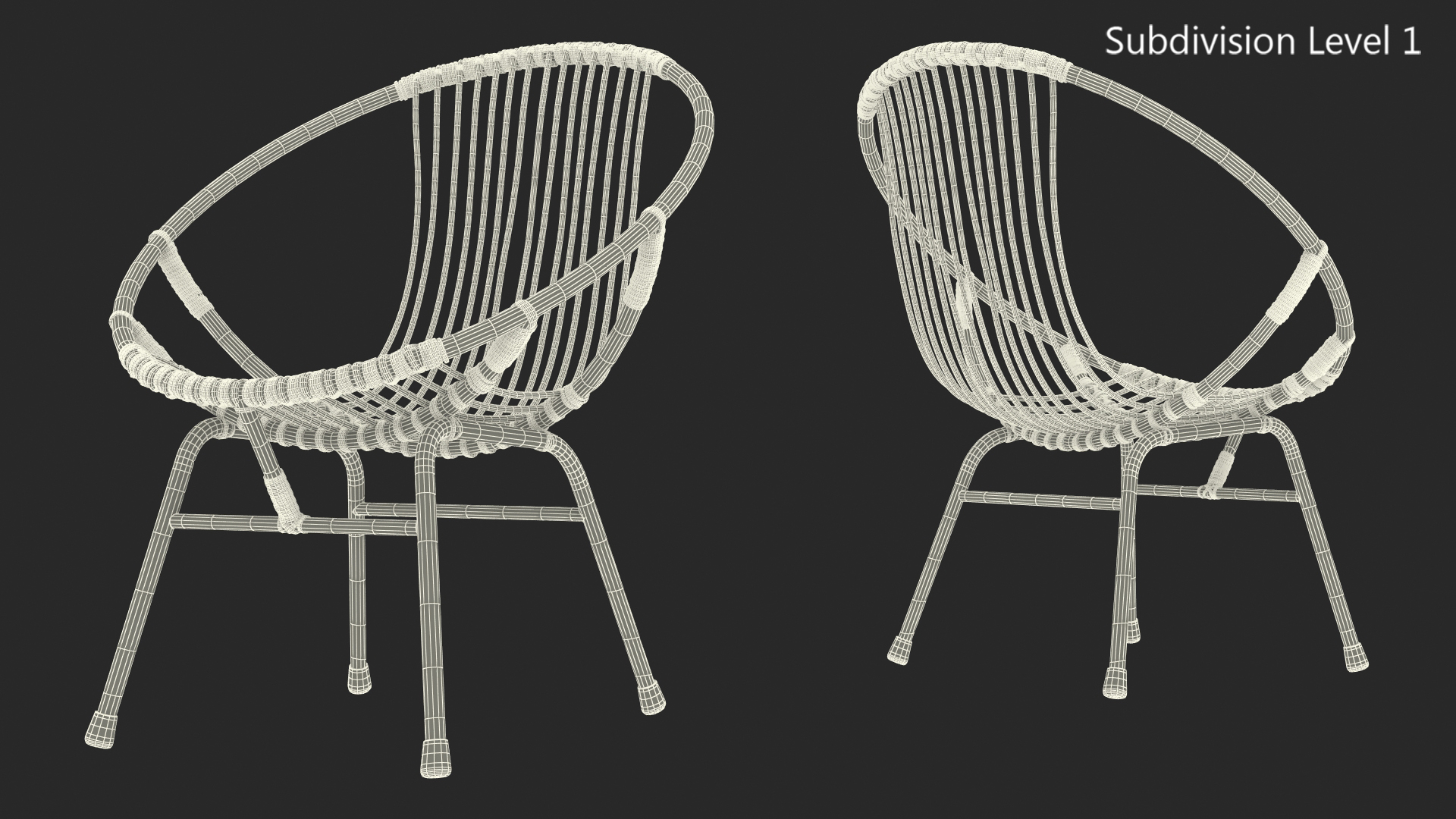 3D Vintage Bamboo Round Chair
