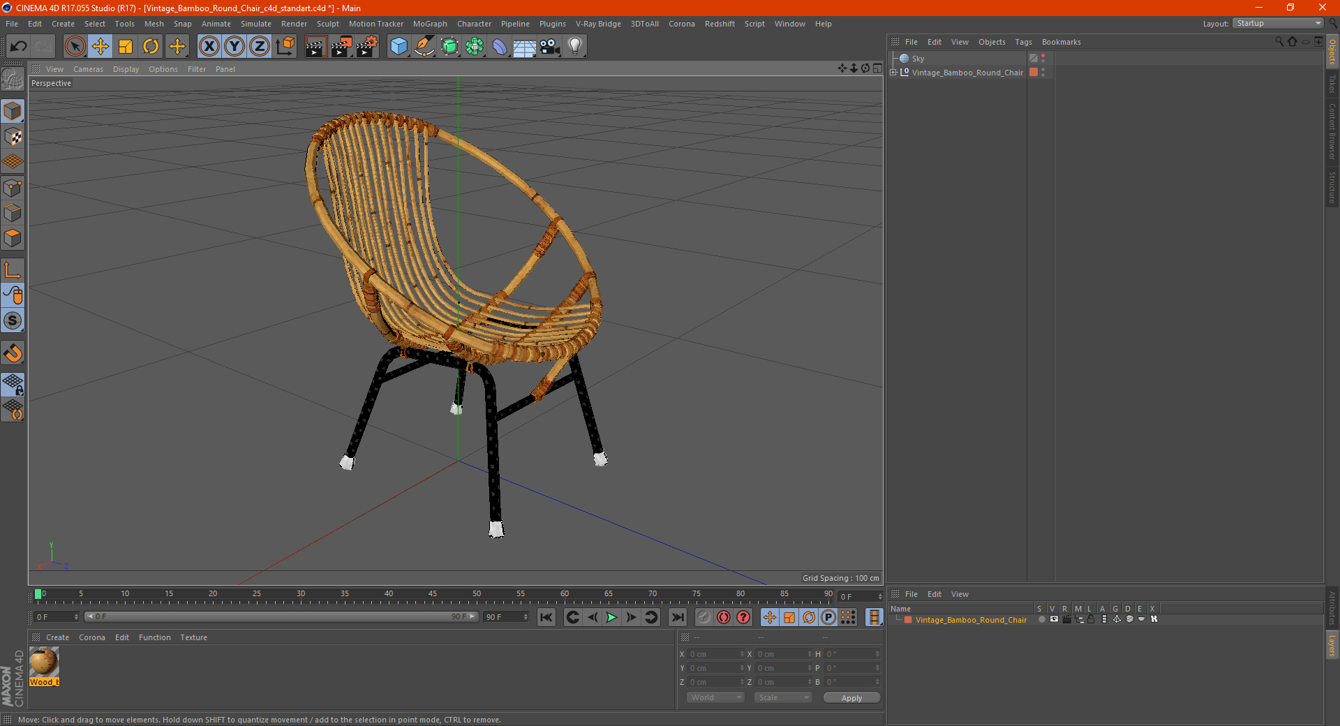 3D Vintage Bamboo Round Chair