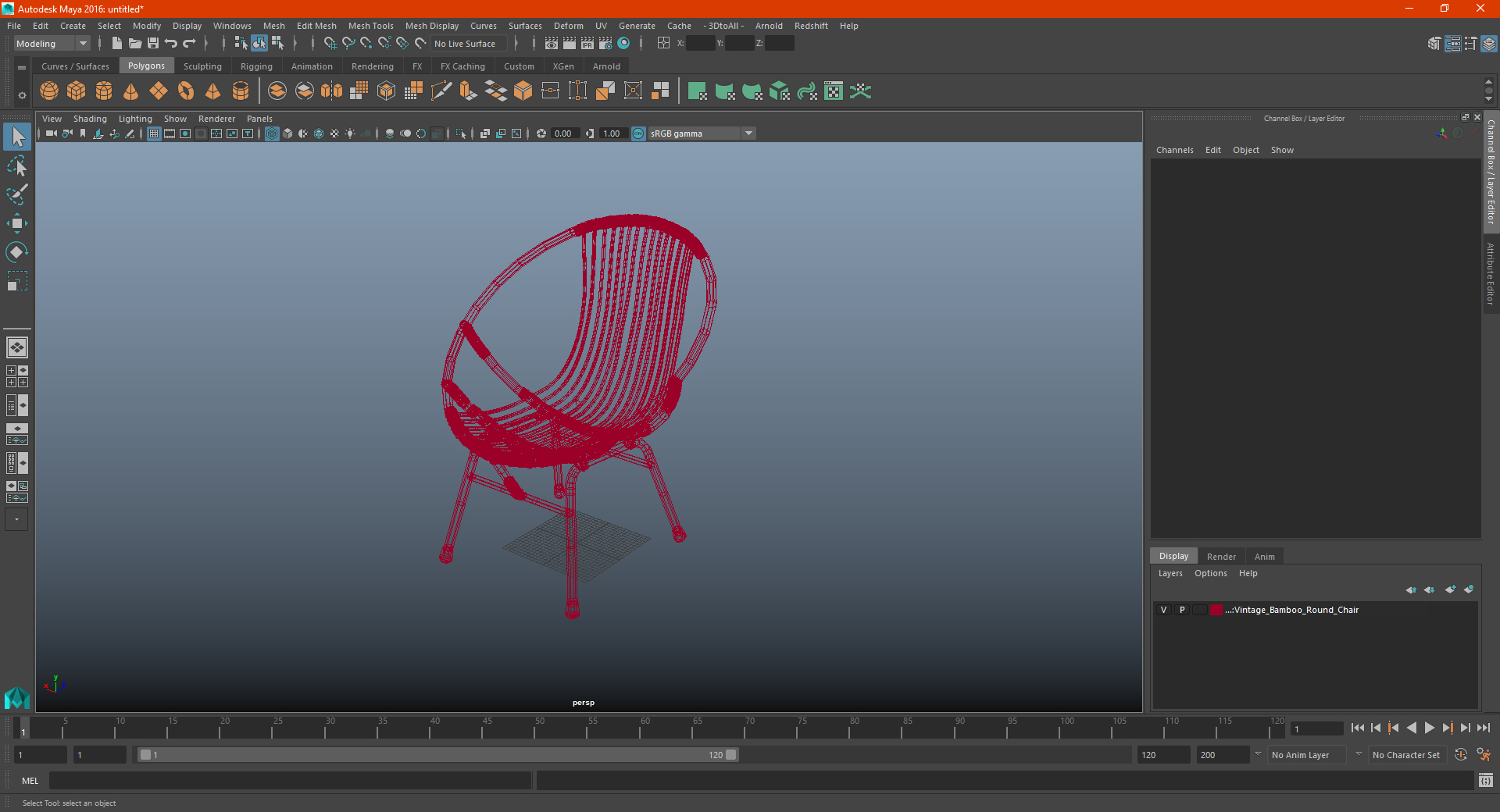 3D Vintage Bamboo Round Chair