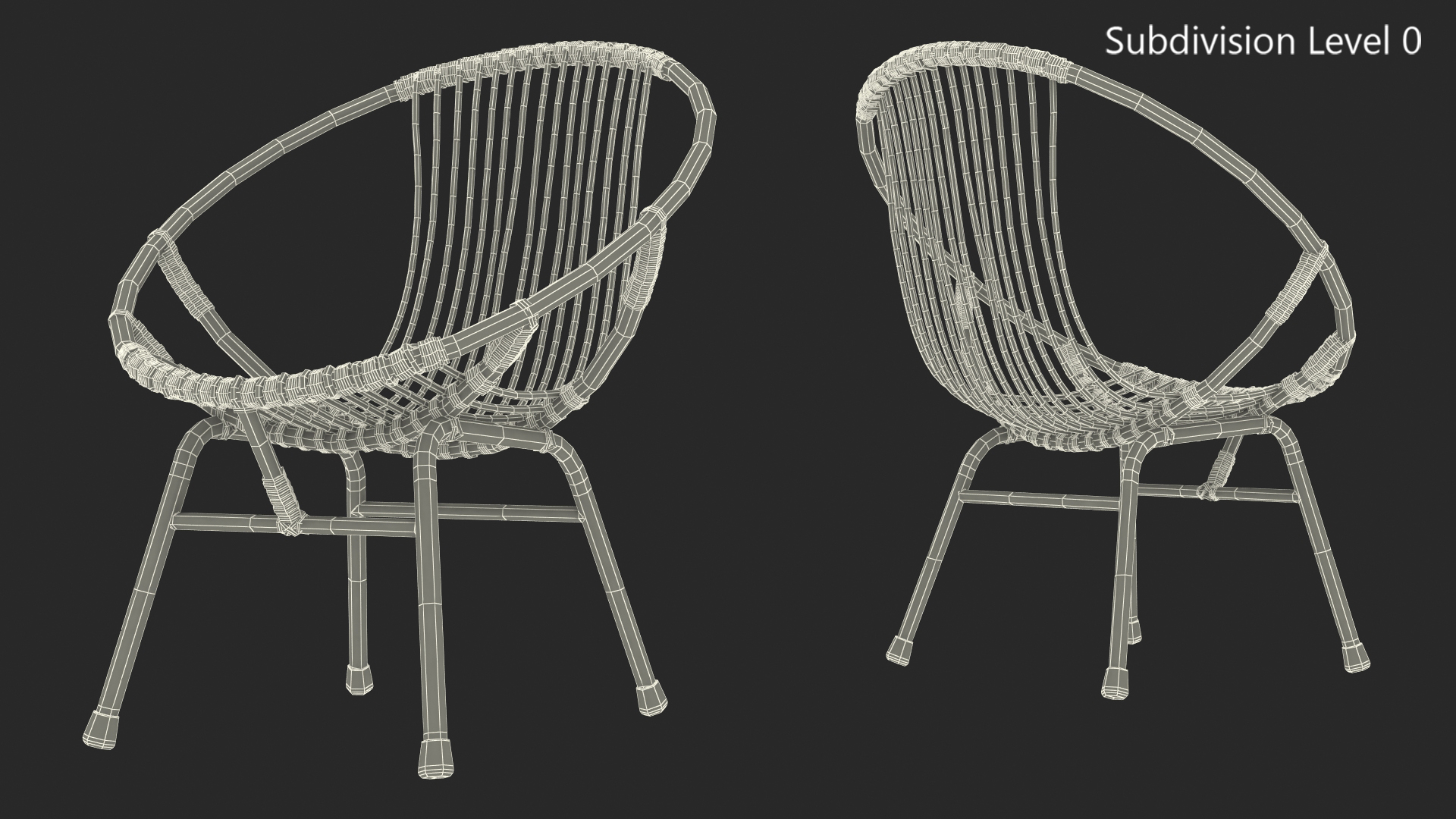 3D Vintage Bamboo Round Chair