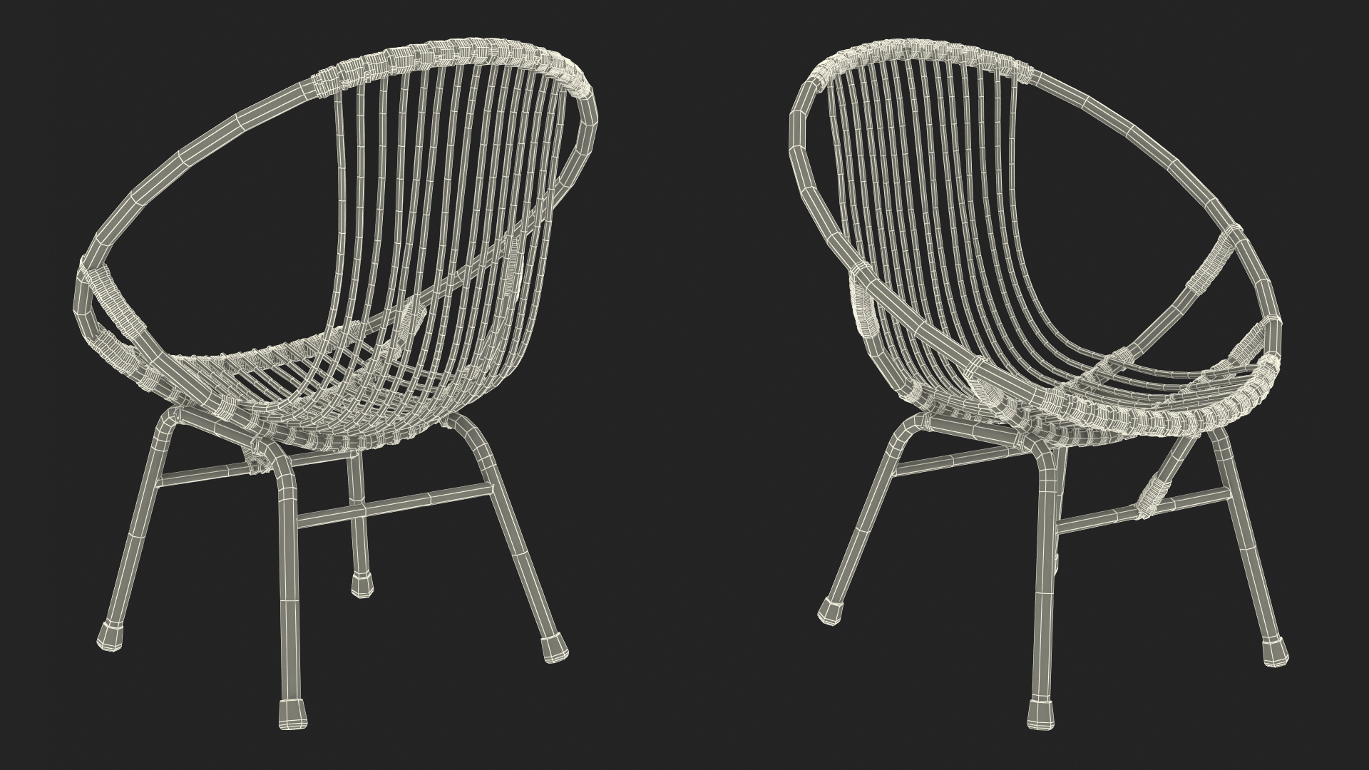 3D Vintage Bamboo Round Chair