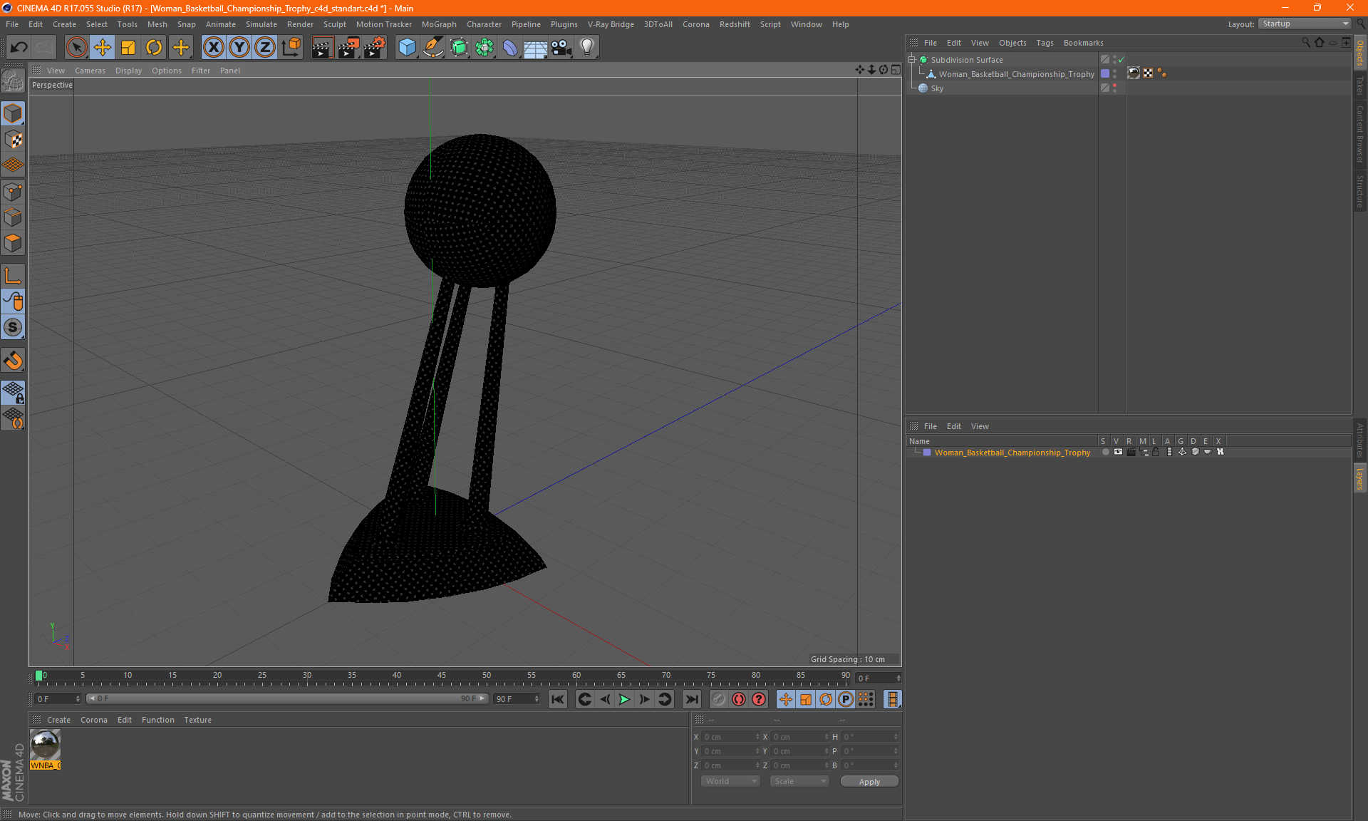 3D Woman Basketball Championship Trophy