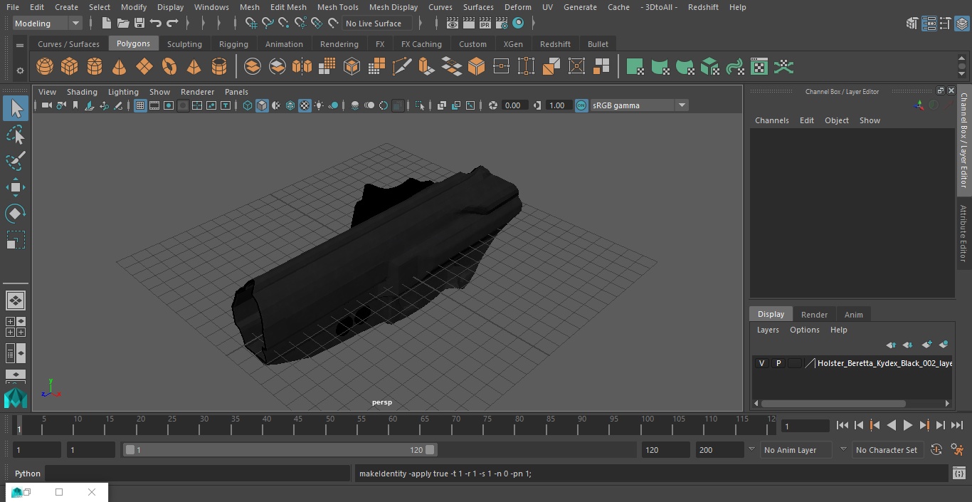 Holster Beretta Kydex Black 3D