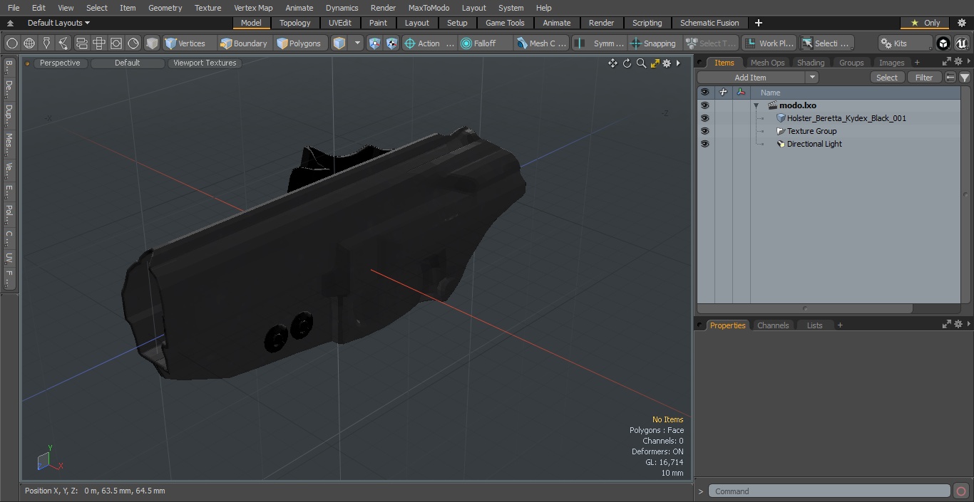 Holster Beretta Kydex Black 3D