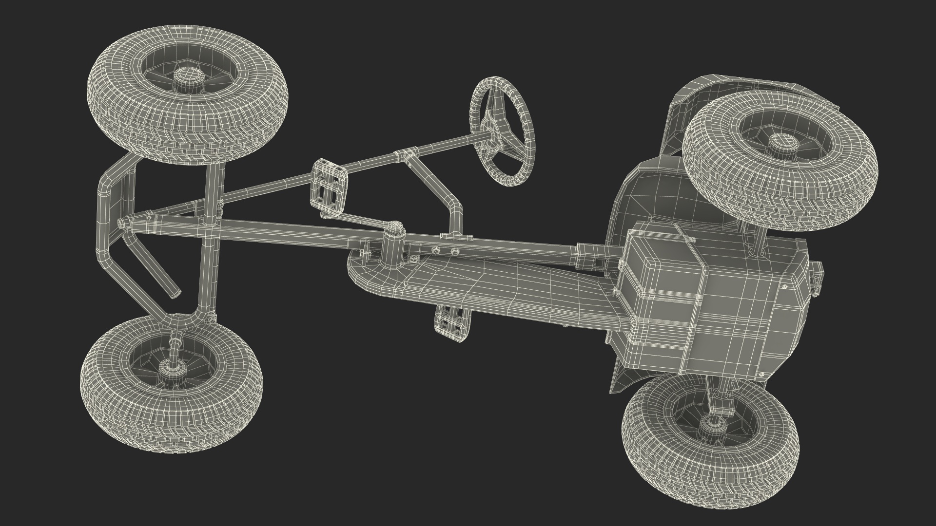 Blue Pedal Go Kart Rigged for Maya 3D model